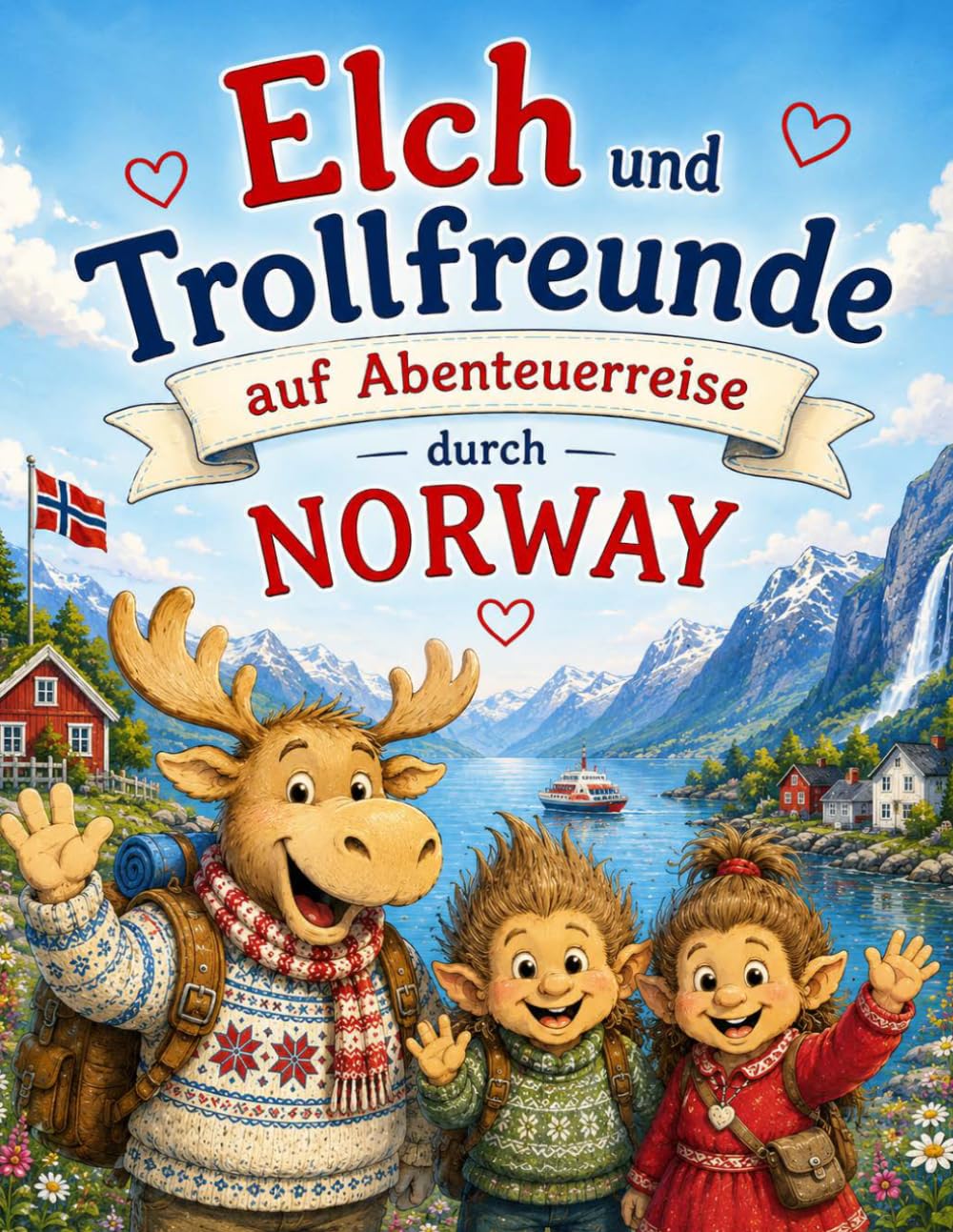 Elch und Trollfreunde auf Abenteuerreise durch Norway: Ein liebevoll gestaltetes Ausmalbuch voller Norwegen-Abenteuer, Reisen und Freundschaft