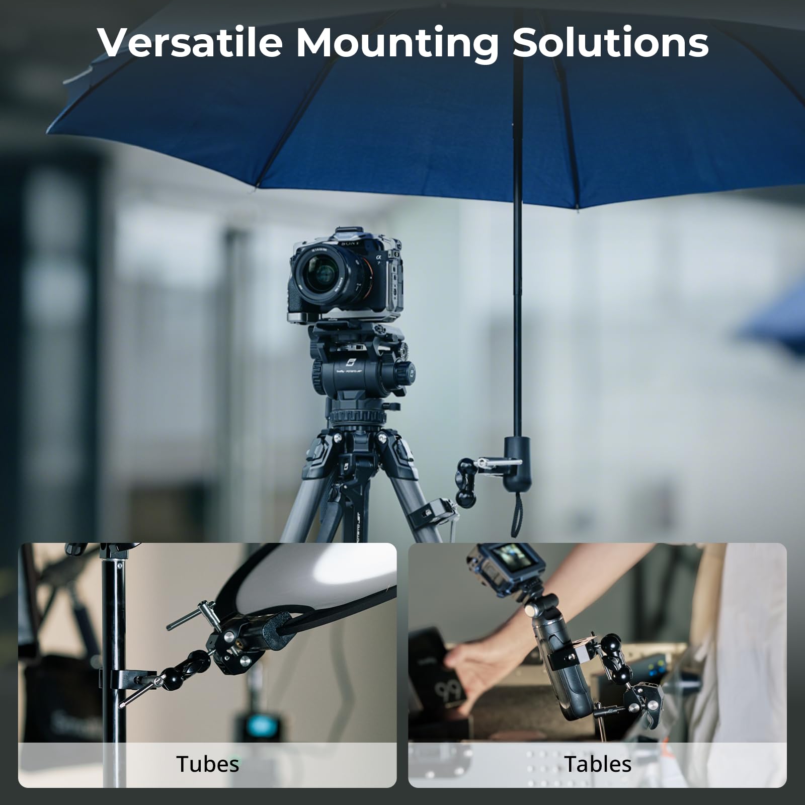 SMALLRIG Verstellbare Doppelklemmhalterung, Doppelkopf 15–40 mm Anti-Rutsch-Klemme, 1,5 kg Klemme aus Aluminiumlegierung für Fotobeleuchtung/Stativ/Studio – 5331
