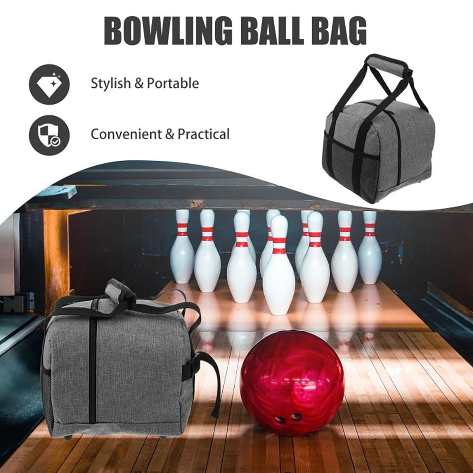 Générique Sac De Bowling Une Boule,Organisateur d'Équipement Sportif - Sac Organisateur Sportif,pour Serpette Bandes Portefeuille Joueurs Club Parties Week End