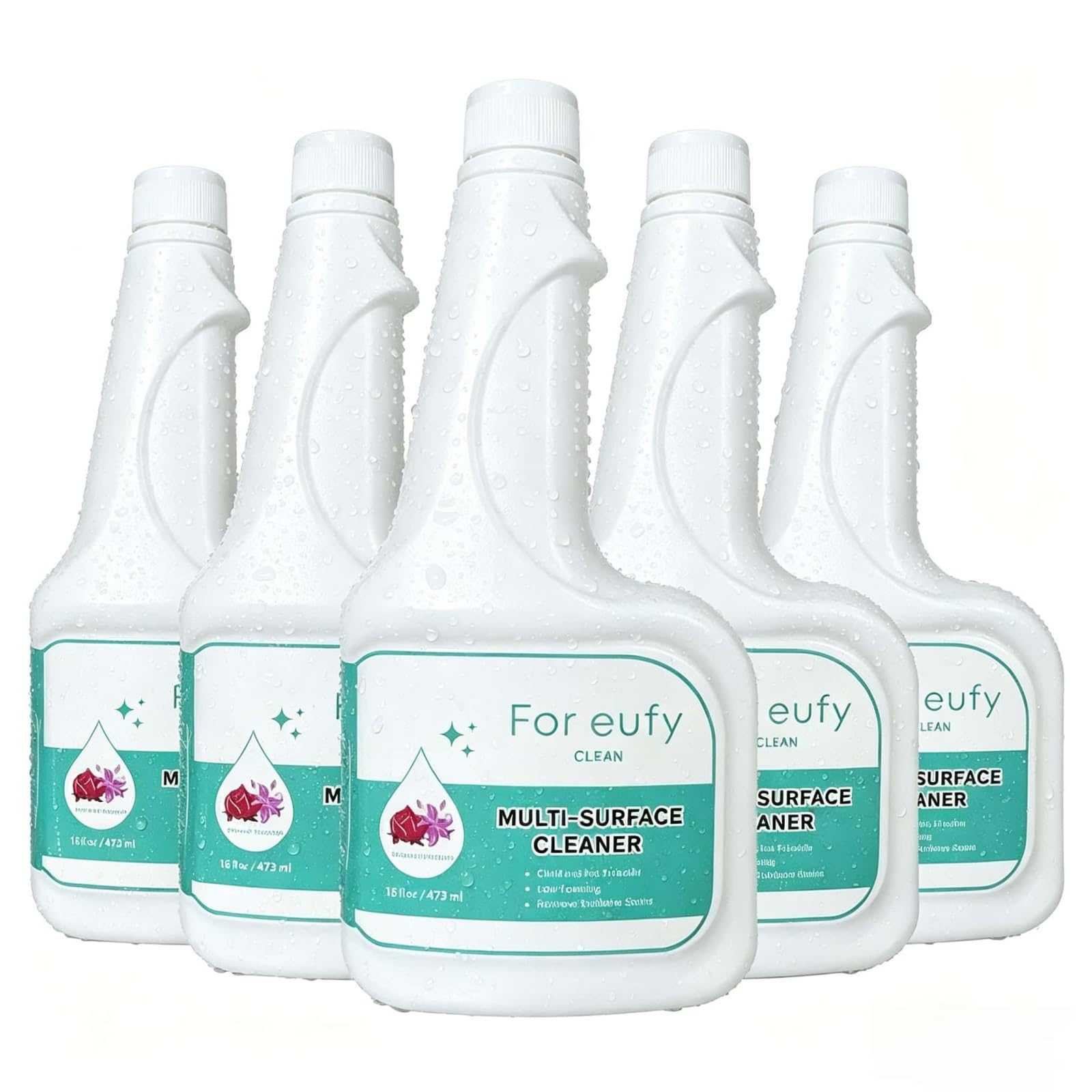 Compatible con eufy Omni C20/X8 Pro/X10 Omni, Solución Limpiadora for Pisos, 473mlX5, Eliminación Fuerte de Manchas, Baja Espuma a Base de Plantas, Proporción 1:200