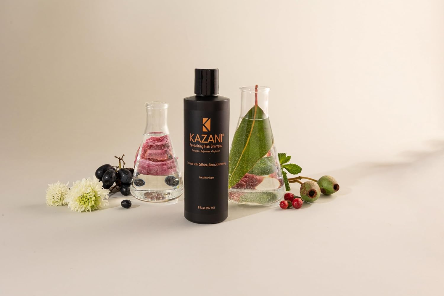 Kazani Revitalizing Hair Shampoo, 8 fl oz, Infused with Caffeine, Biotin & Rosemary