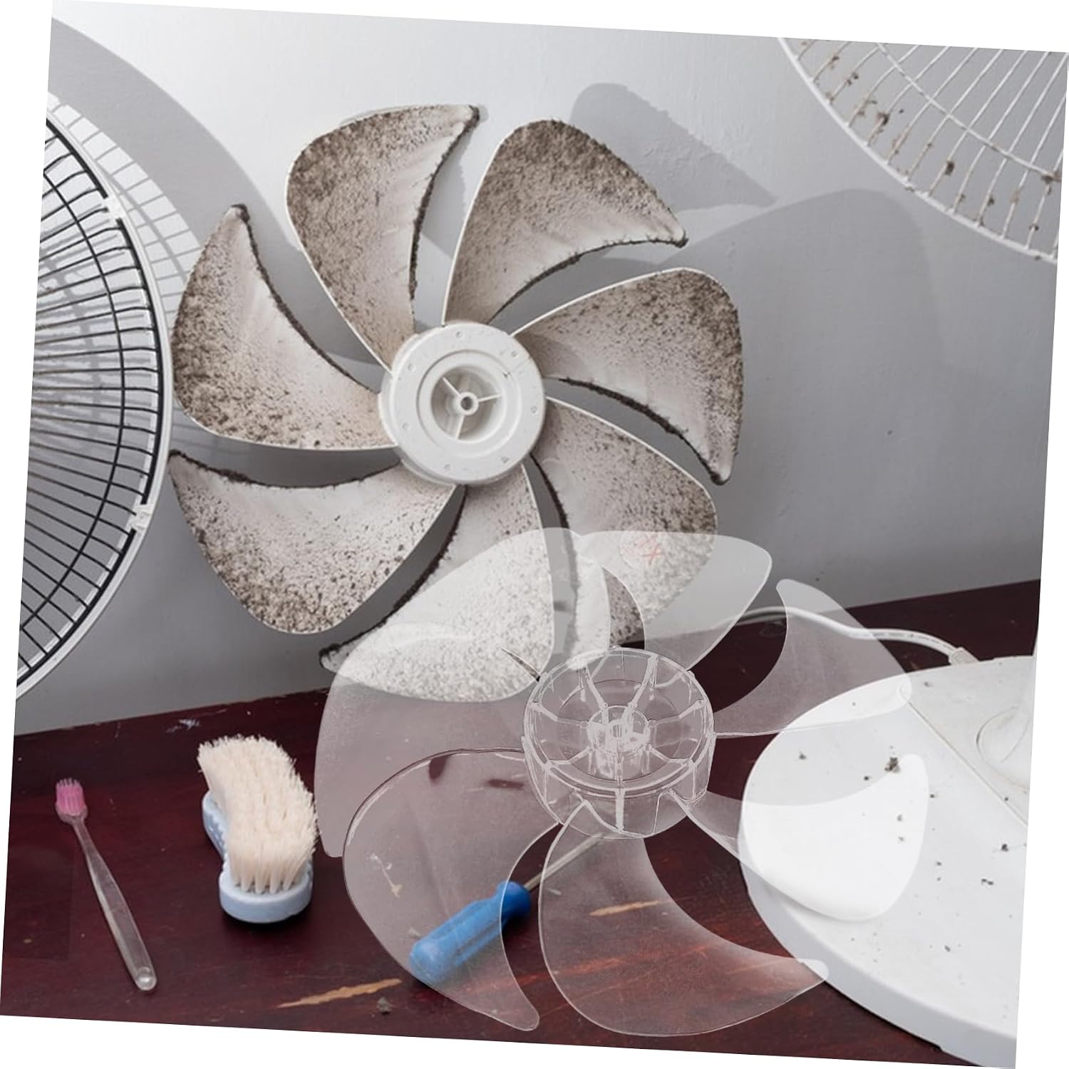 SOLUSTRE Electric Fan Replacement Blades Floor Fan Supply Blades Replacement Accessories General Accessories Standing s Silver Plastic