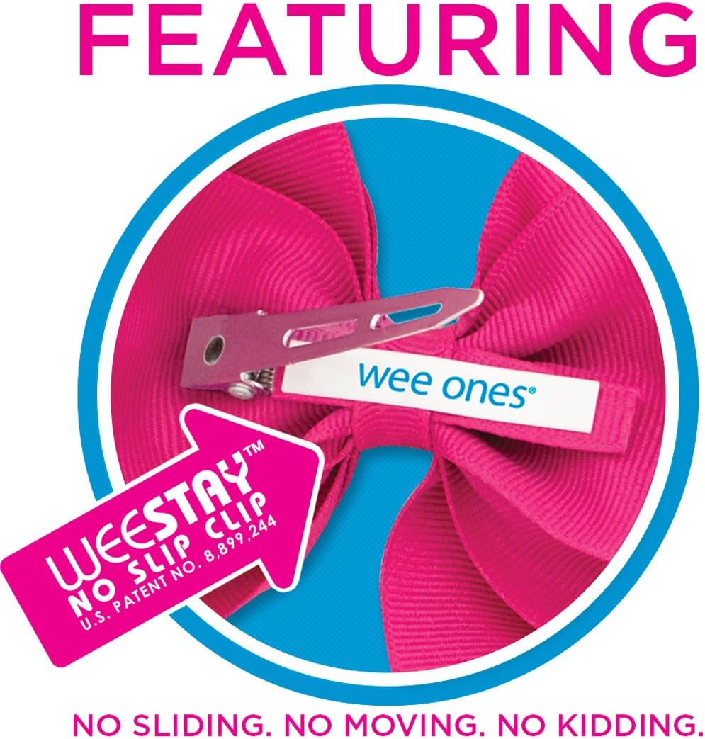 Wee Ones ガールズグログランボウタイフラットラップロングテール気まぐれなヘアリボン、手作り、ミディアム、ホワイト