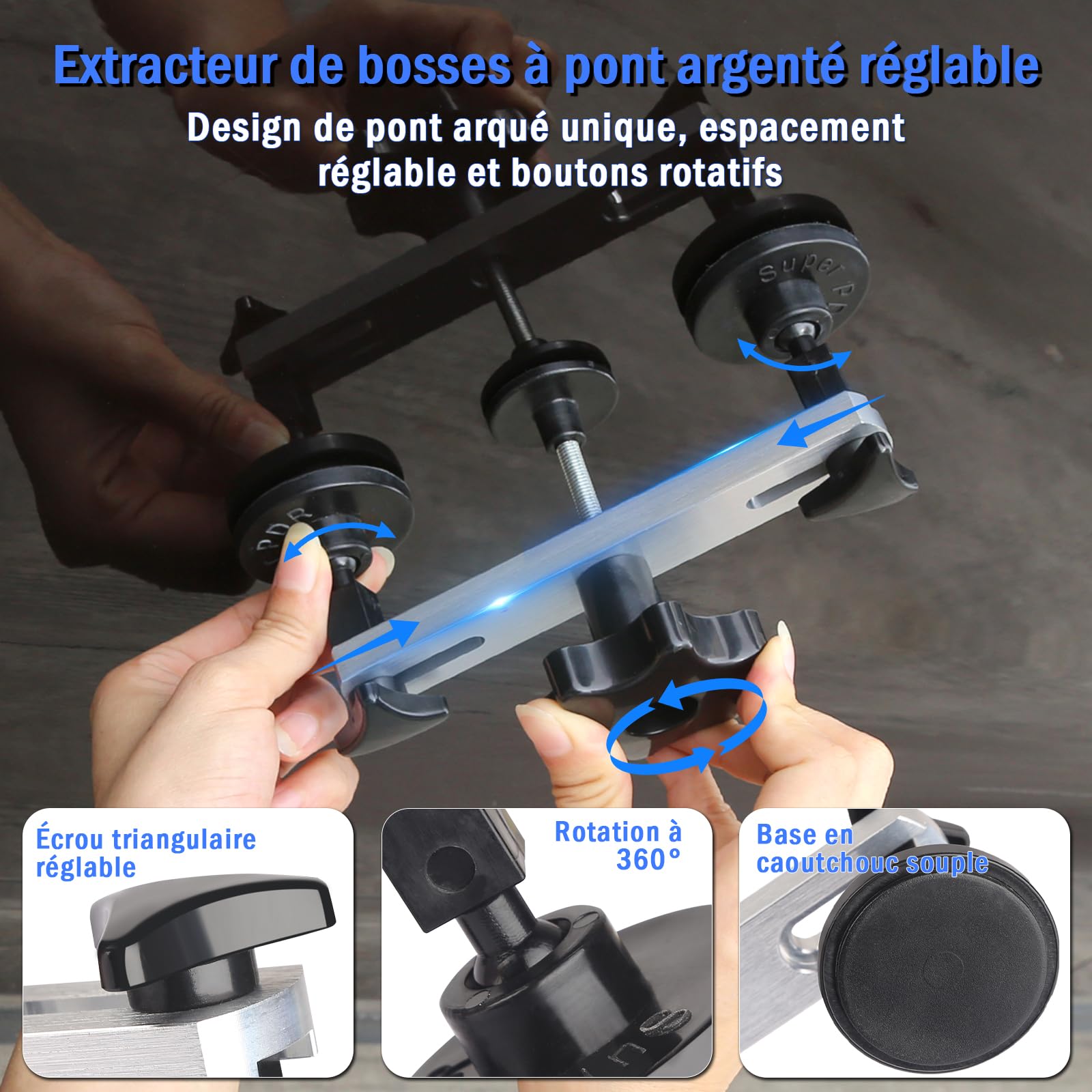 PDR TOOLS - Kit de eliminación de abolladuras sin pintura para coche - Herramientas de eliminación de abolladuras Carrocería con martillo extractor, ventosas y accesorios, kit de reparación de