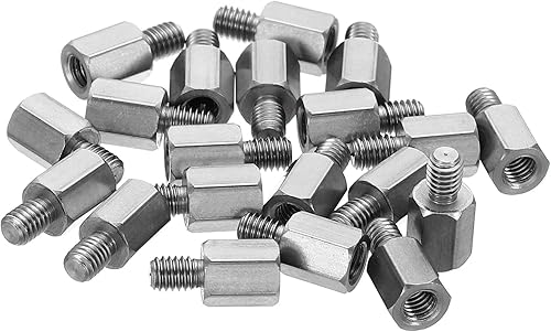 PATIKIL M3x6mm+0.157 in - Separador hexagonal macho-hembra, paquete de 20 tornillos de separación de PCB de acero inoxidable para placas base, cajas