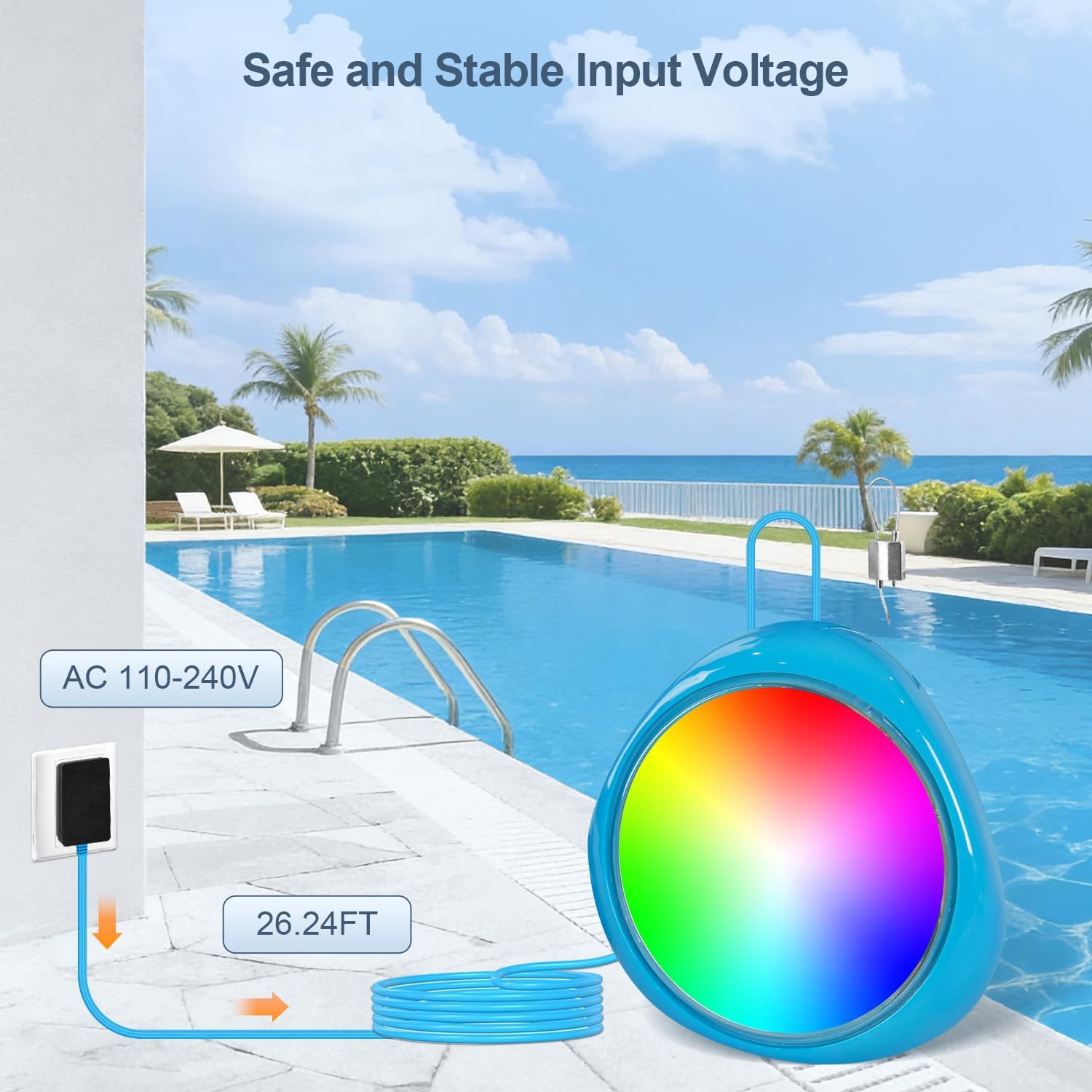 Smart LED Pool Lights, RGB App-Controlled Lights for Inground & Above Ground Pools, 12V Low Voltage, IP68 Waterproof, Perfect for Swimming Pools & Outdoor Use