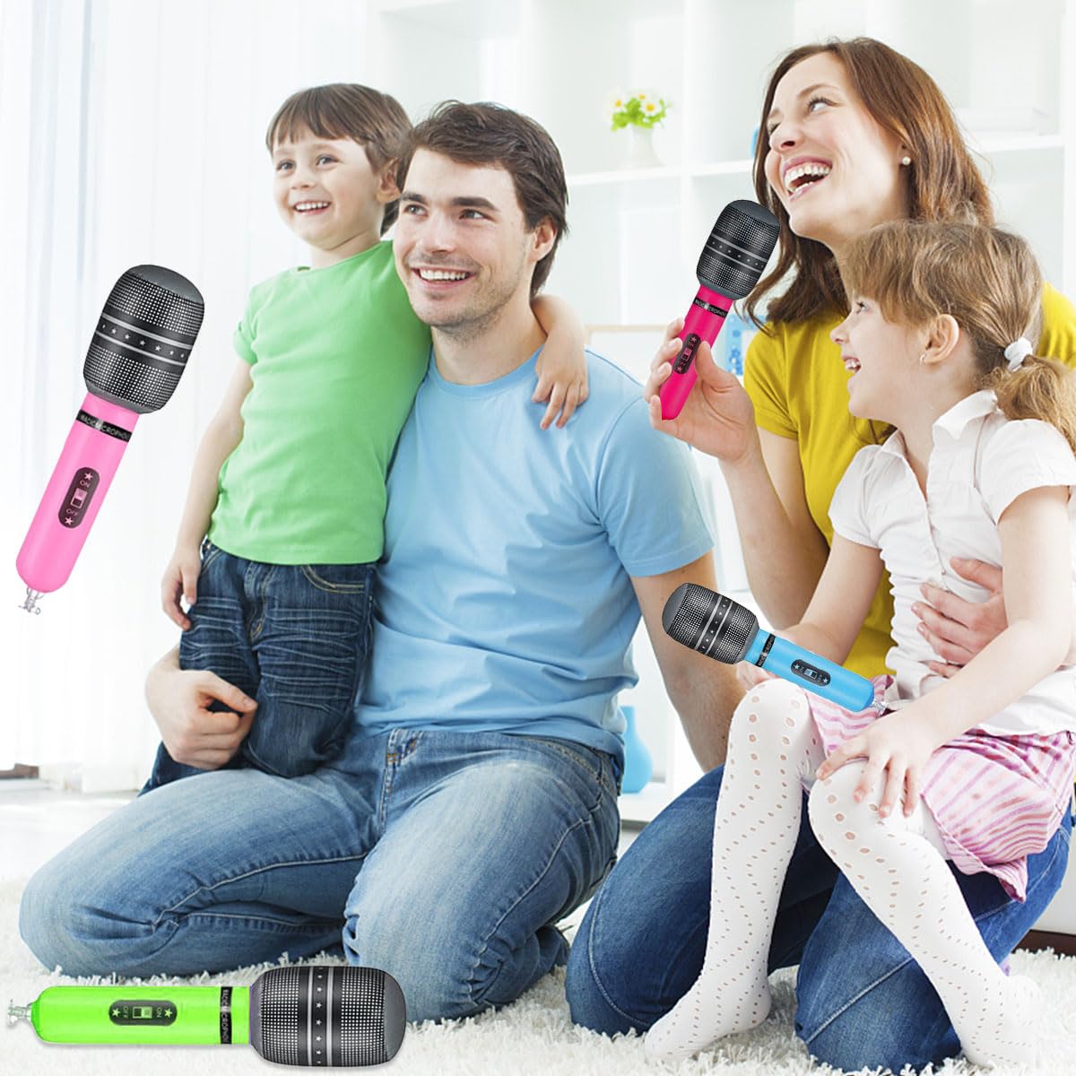 Aufblasbare Mikrofone 64 Stück - Bunte Party-Deko Für Konzerte & Feiern