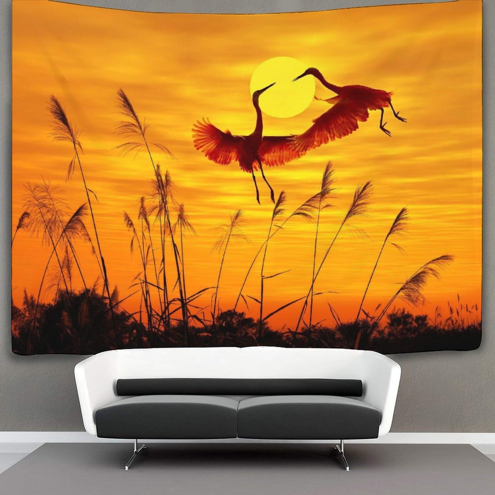kaiyun Sunset Heron Tapestry Wall Hanging Birds Animals Wall Art for Living Room Bedroom Dorm 70cmx100cm