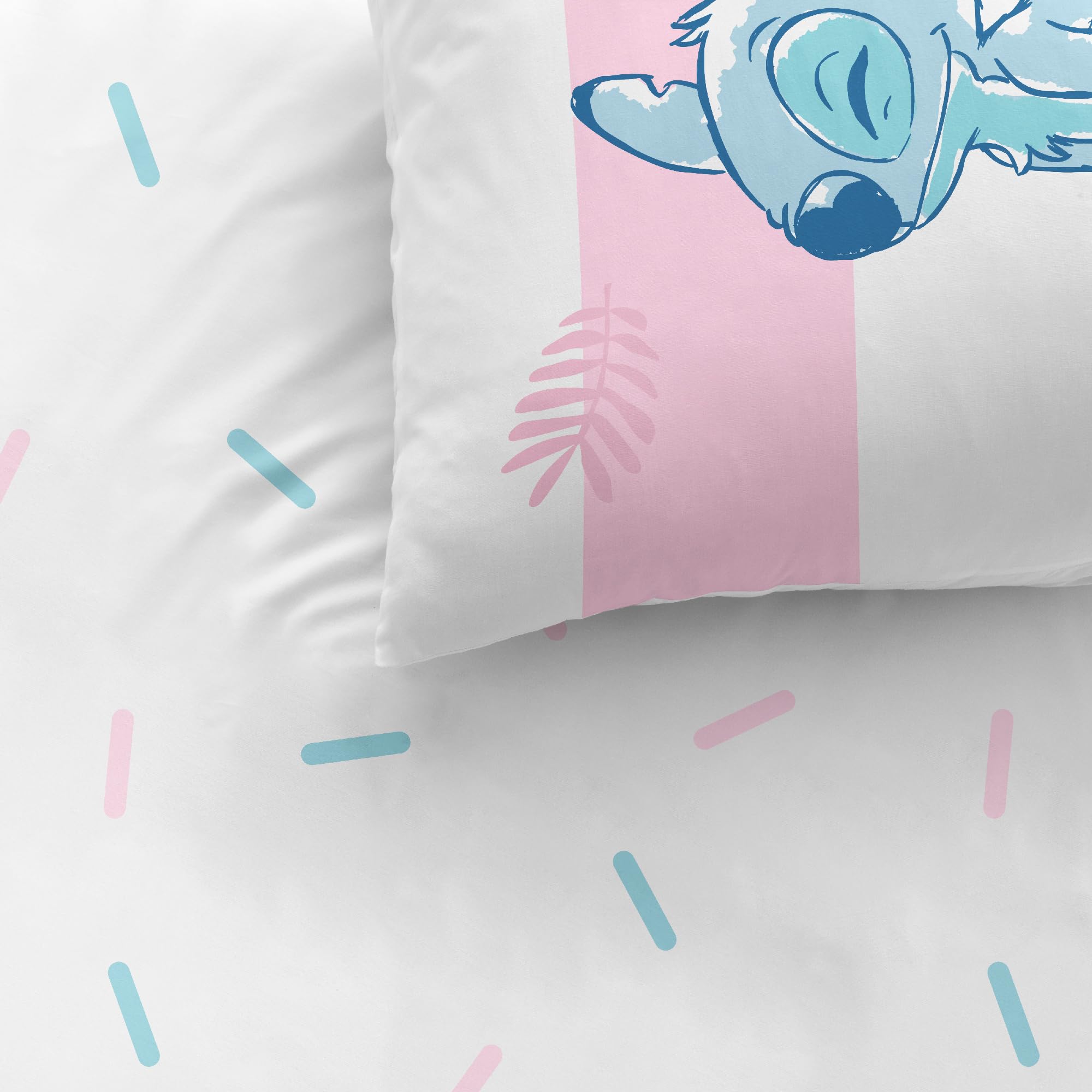 Disney Home Stitch Stripe Ensemble Parure et Drap-Housse Imprimé Fille