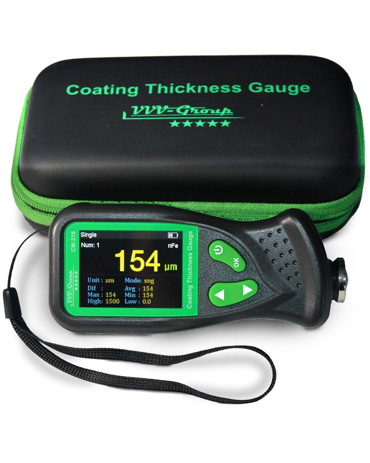 Digital Coating Thickness Gauge CM-218 Best Mil/Micron Paint Depth Meter for Car and Industrial (Resolution 0.01mils) (Fe/Al)