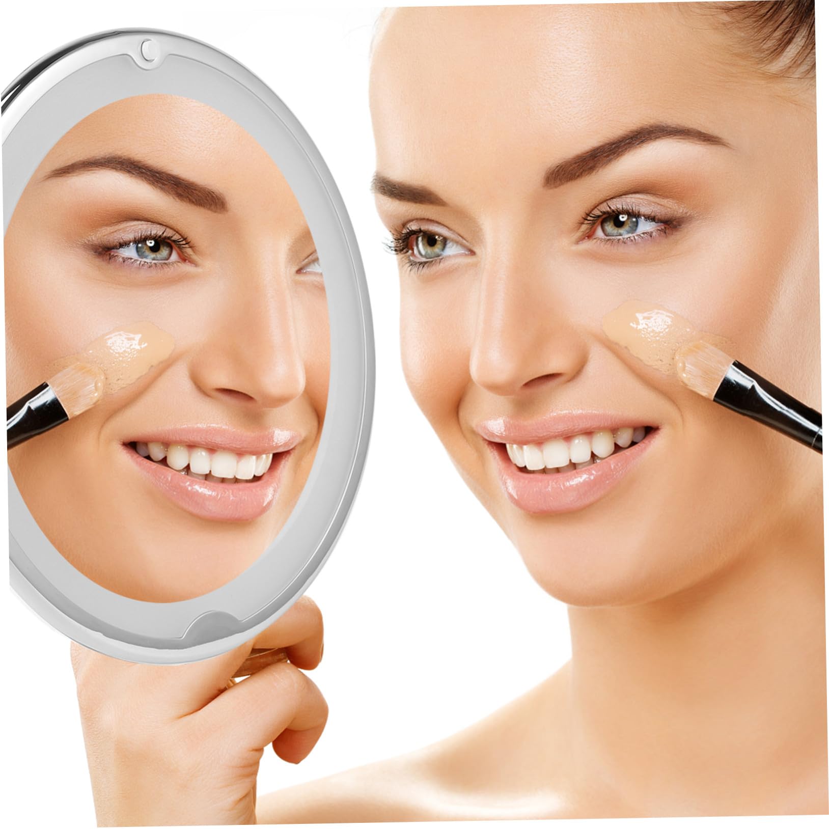 LIFKOME Specchio Trucco da Tavolo Rotondo 7x con LED e Ventosa Bianco