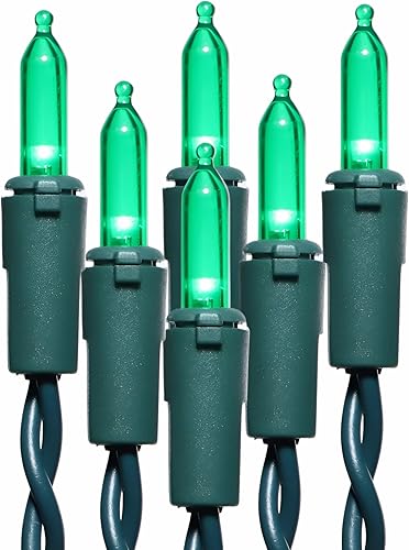 Miniatura 1 de 150luces verdes de Navidad, tira de luces con cable verde de 50pies, con certificación UL, juego de mini luces de calidad comercial, para fiestas en