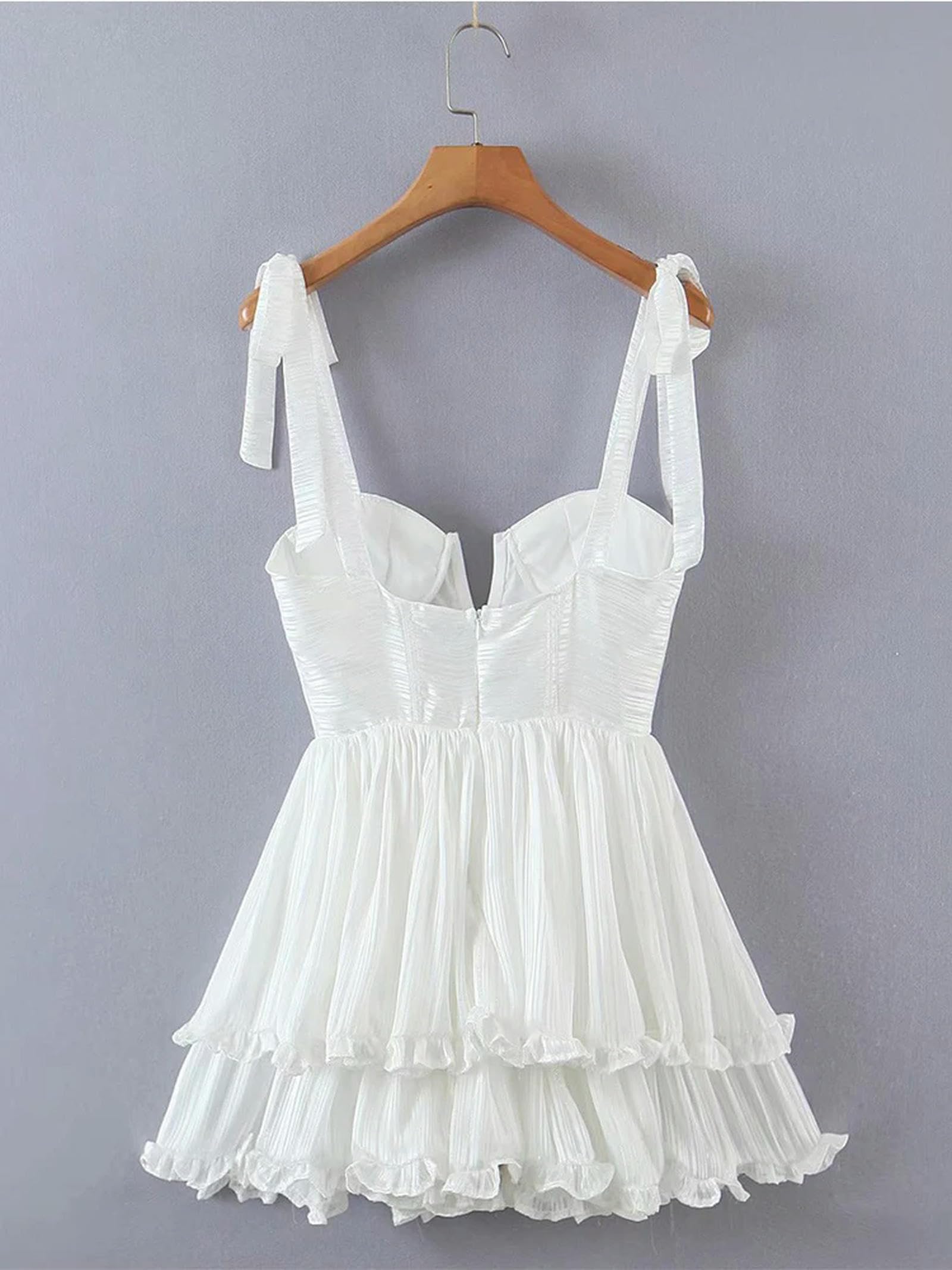 Abito da Donna alla Moda in Chiffon con Volant e Cinturino Spaghetti Abito da Festa con Stampa Floreale da Donna-Come Immagine-L