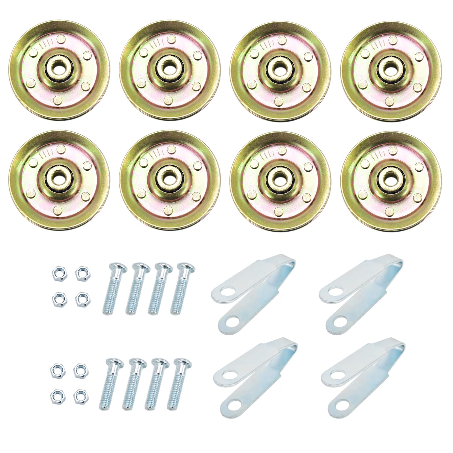 3" Heavy Duty Garage Door Pulley Kits, 3/8" Arbor 200LB Load, 8 Sheave Pulleys, 4 Clevis Forks, 8 Bolts and Nuts Kit
