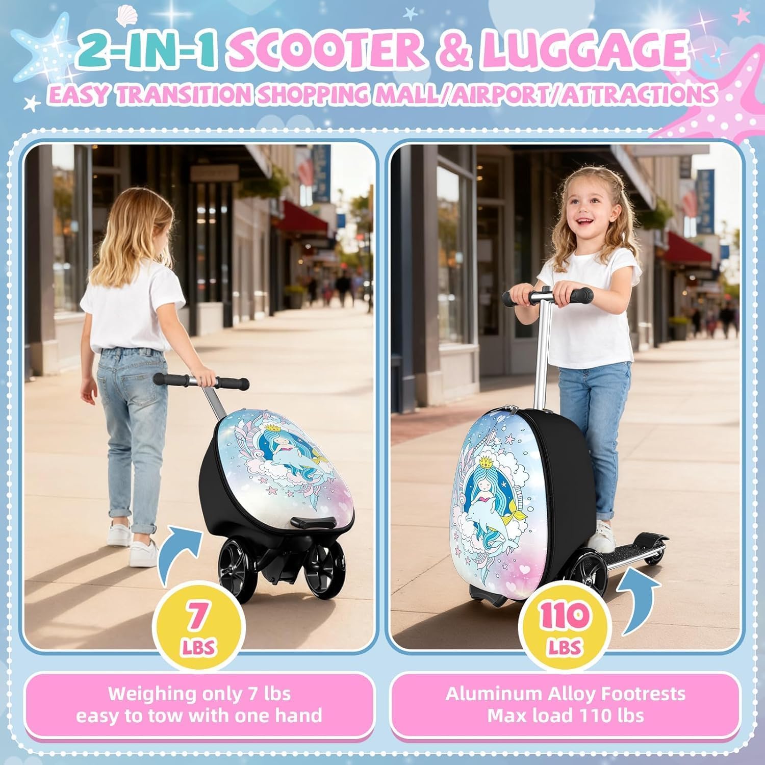 Bagaglio 2 in 1 con capacità di 20 l, pieghevole e leggero, età 5-12 anni