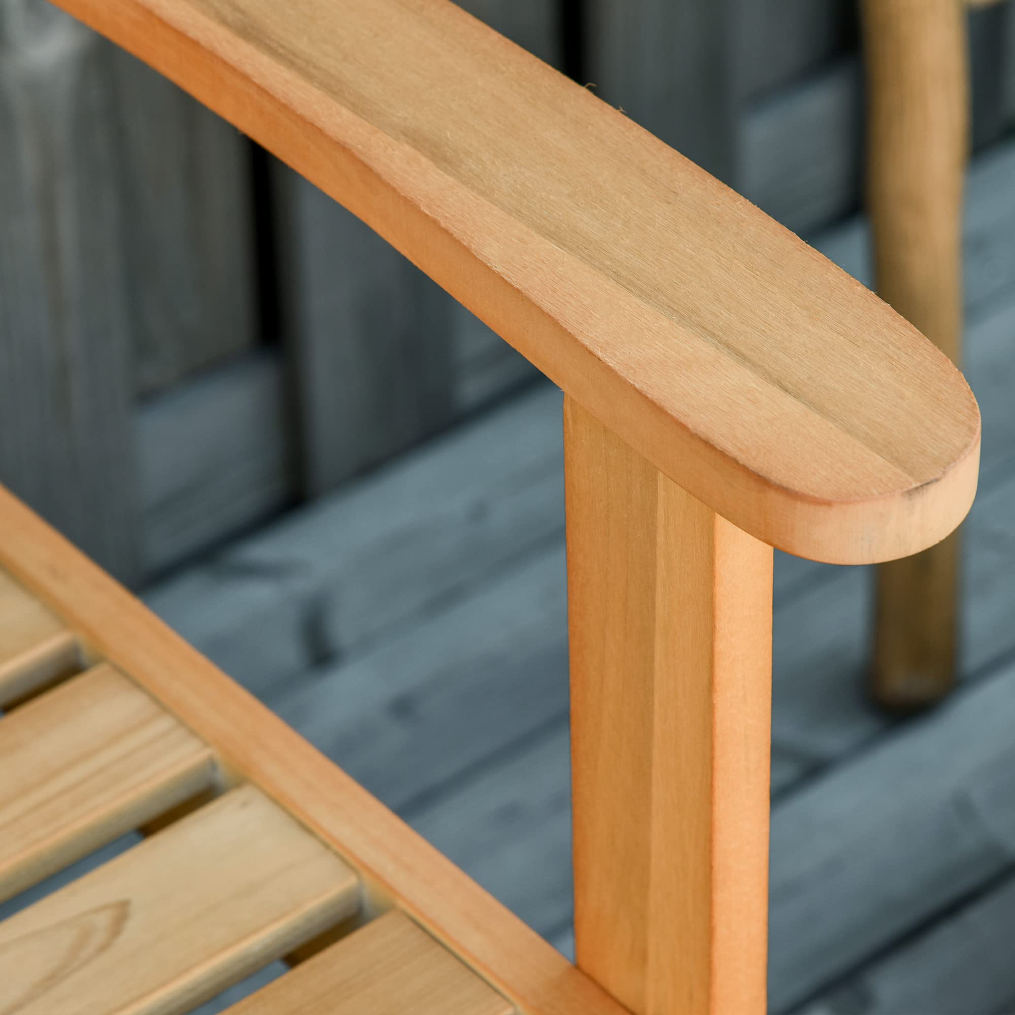 Outsunny Panchina da Giardino a Dondolo da 2 Posti con Braccioli, Panchina da Esterno in Legno di Abete, 132x51x95.5cm, Colore Legno
