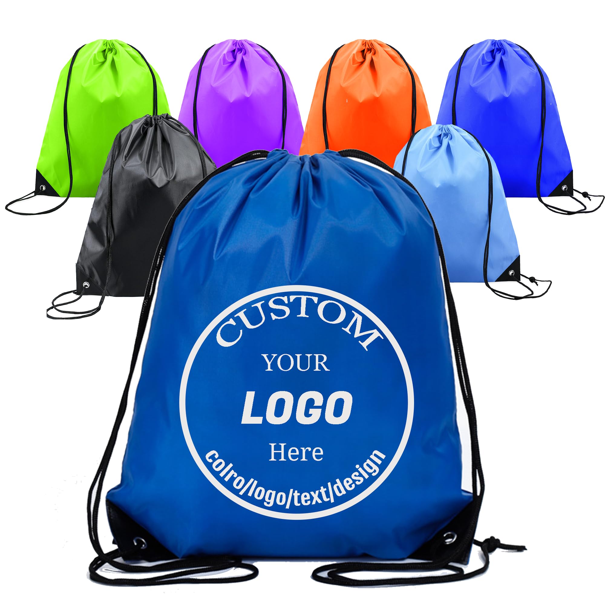 Sapaigift Custom Drawstring Backpacks bags 30/100/1000PCS,Promotional Items With Your Logo, bulk personalized Logo Text,Great for Travelling, Gym and