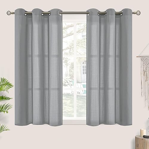 BGment Cortinas semitransparentes con aspecto de lino, para dormitorio, con ojales, con textura, filtran la luz casual, privacidad, para sala de