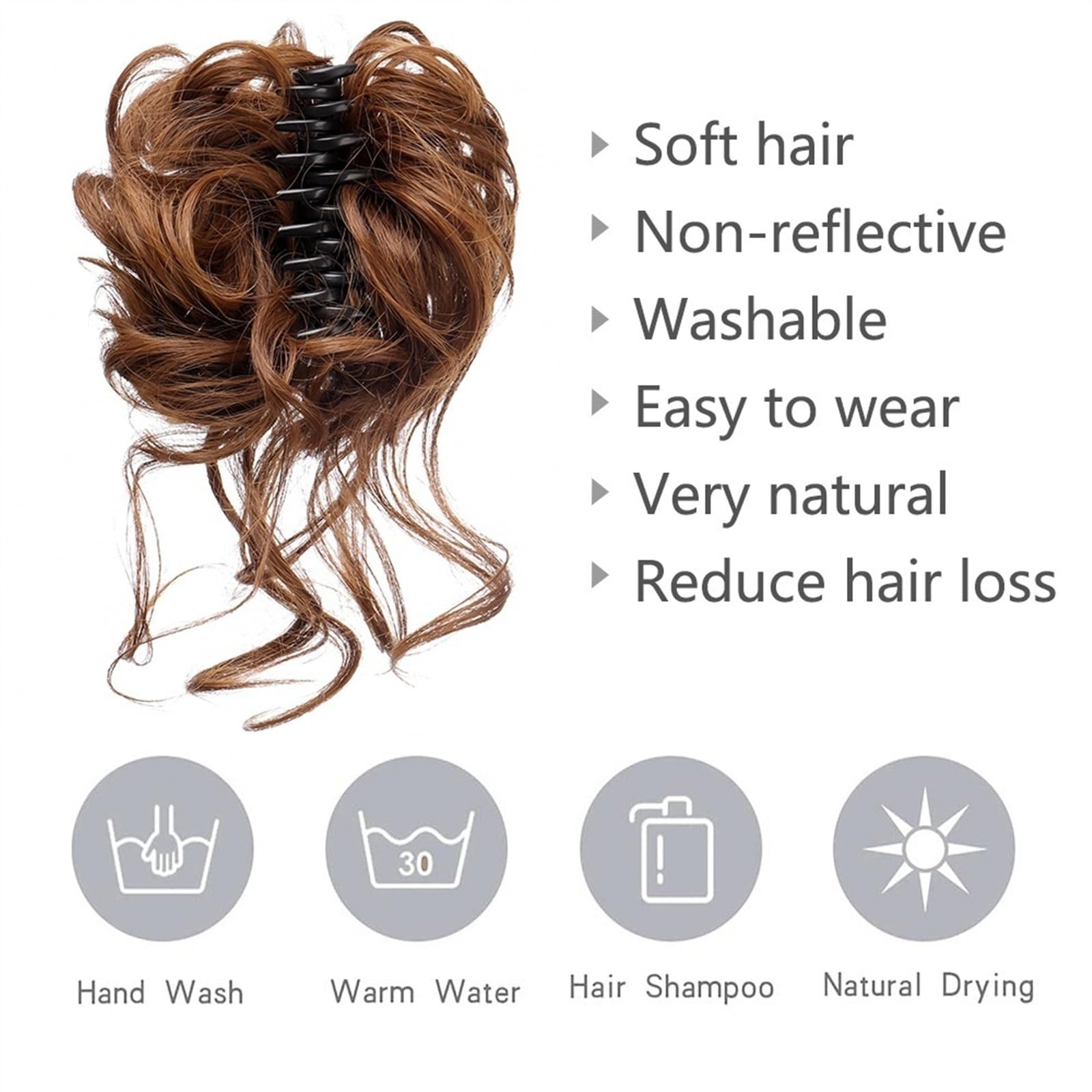 treski kok dla kobiet Syntetyczny Chignon Claw Clip-in Rozczochrany kok Kawałek falistych kręconych Przedłużanie włosów Chignon Potargane updo Włosy Koczki Kucyk Treski z klipsem dla kobiet Przedłuż