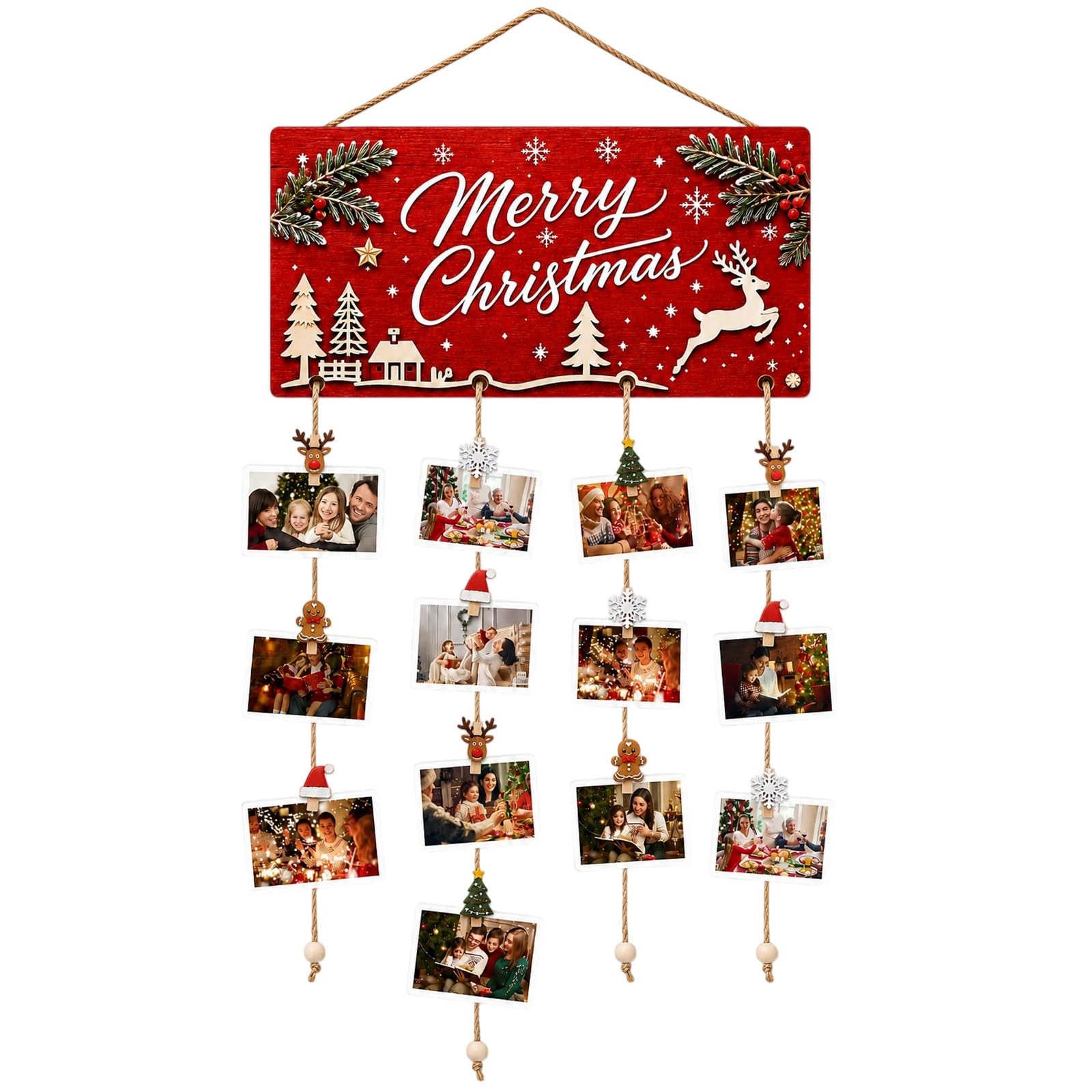 36 Pcs Christmas Card Holder Plaque, Festive Christmas Decorations Set