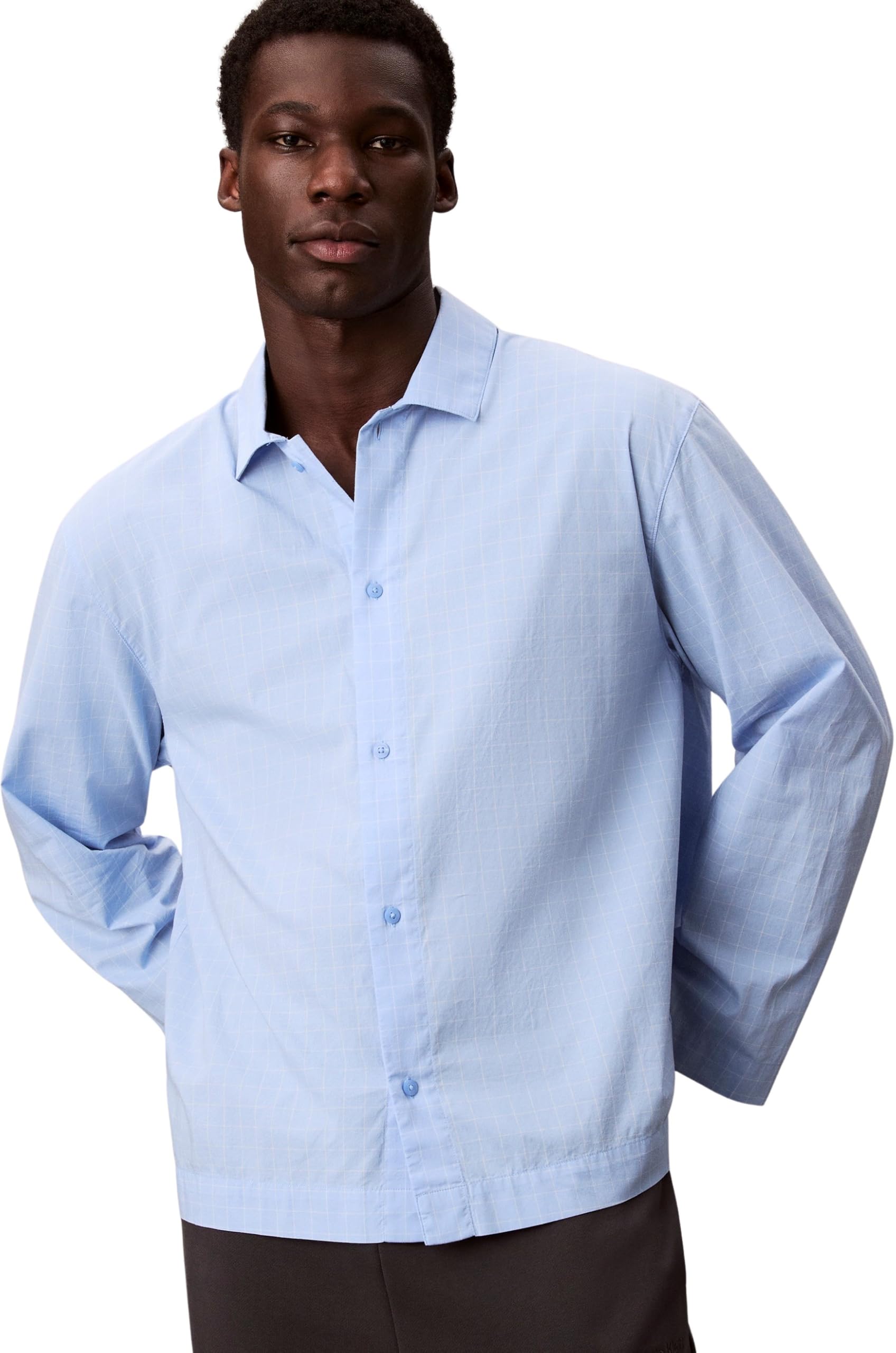 Calvin Klein Men's Cotton Poplin Pyjama Top - S - Plaid