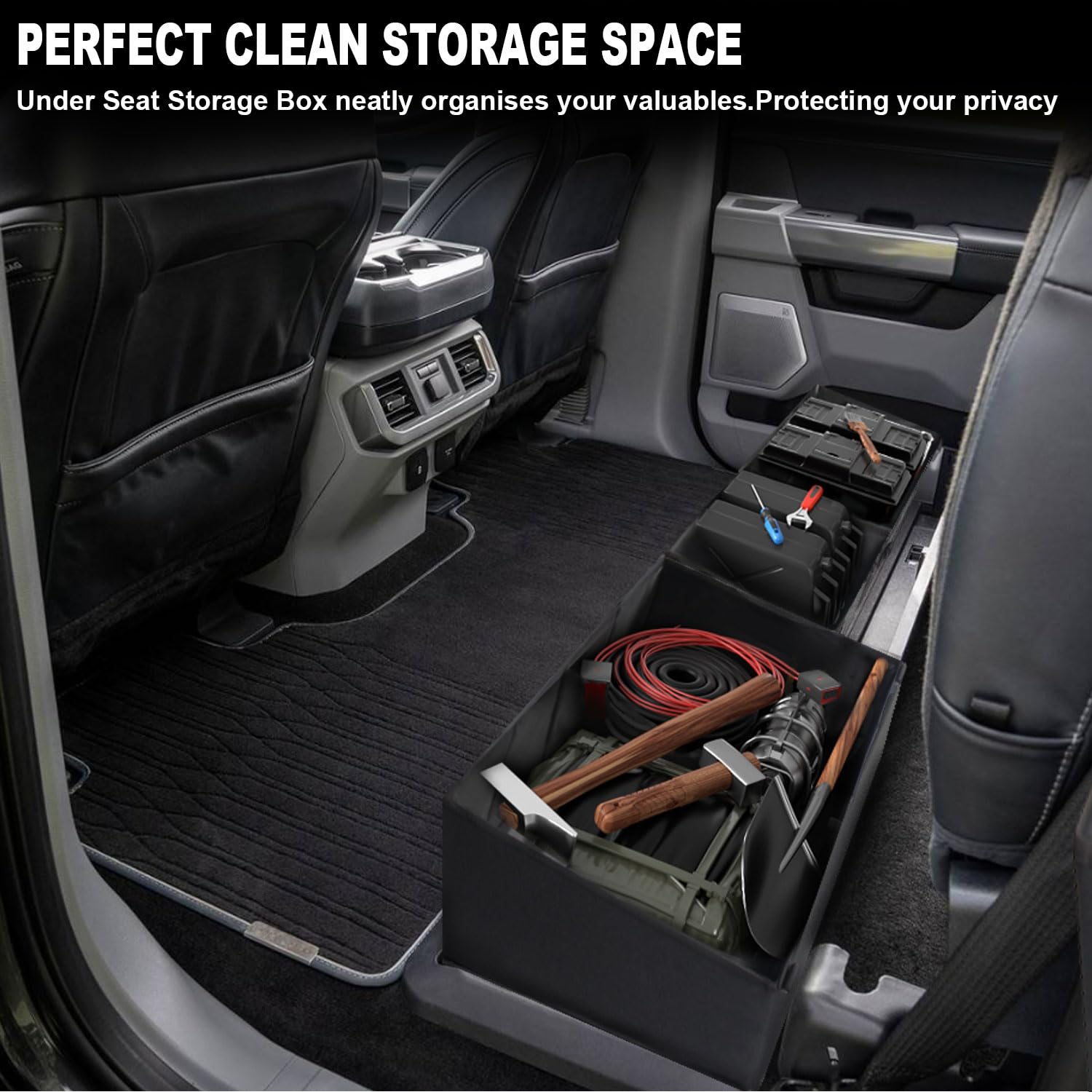 LKW-Untersitz-Organizer, faltbar, Ersatz für Chevy Silverado 1500/GMC Sierra 1500/2500HD/3500HD, Doppel- und Crew-Kabine, Untersitz-Werkzeugkasten für Silverado/Sierra-Zubehör