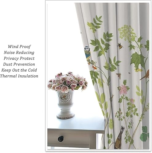 Miniatura 592 de Retro 70s Floral Blackout Window Curtains, Watercolor Flower Plant Rustic Modern Style Pattern Window Drapes, for Bedroom Living Room 42x45in 2