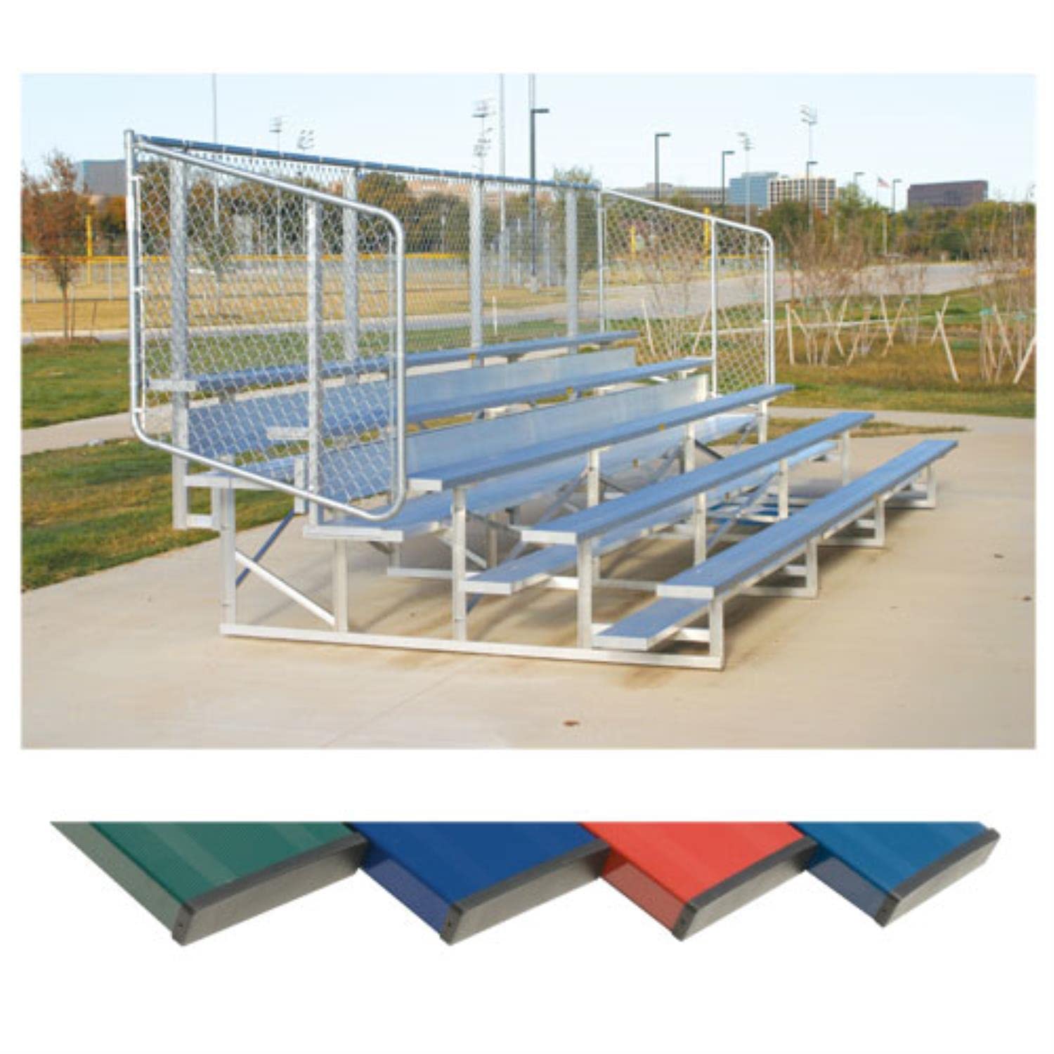 BSN Sports Athletic Connection 4 Row 15' Powder Coated Bleachers with Red Finish NB0415CR