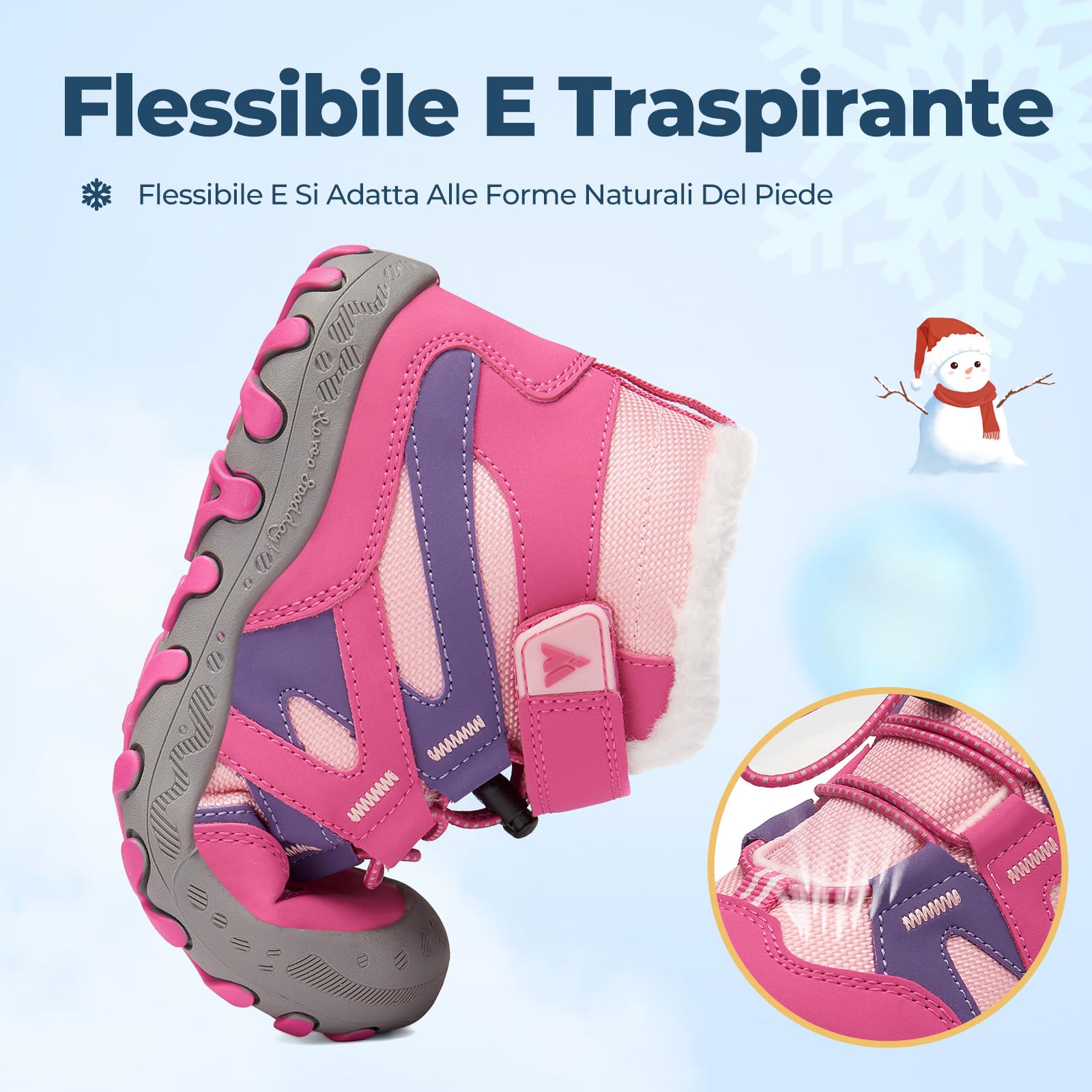 Mishansha Stivali da Neve Bambino Scarpe Invernali Comode con Imbottitura Calda