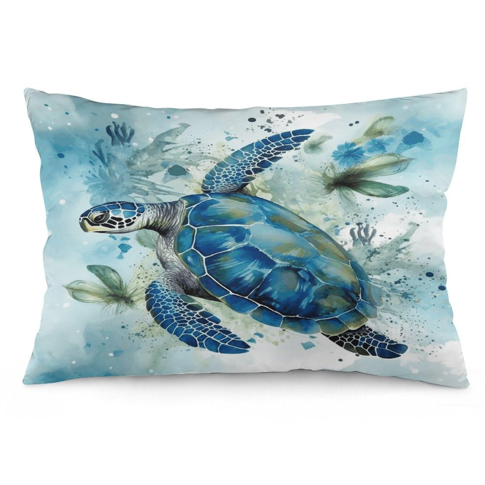 Sea Turtle-Blue Throw Pillow Cover Soft Lumbar Pillow Covers with Zipper Breathable Rectangular Cushion Case Polyester Pillow Case Decorative Body Pillow Cover for Couch Bed