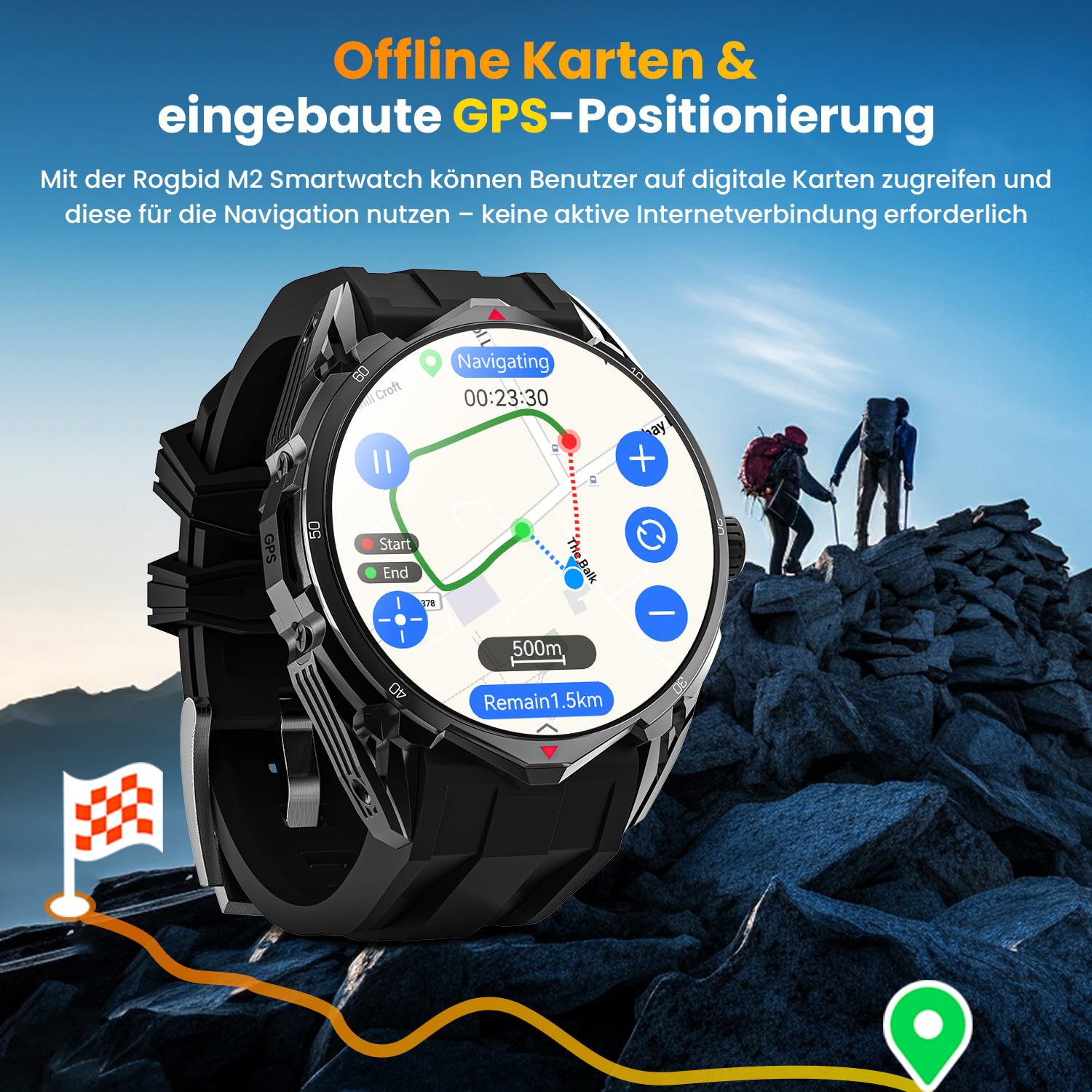 Smartwatch dla mężczyzn, GPS, zegarek sportowy, 1,6" HD AMOLED, 5 ATM, wodoszczelny, metalowy, wojskowy smartwatch, tracker aktywności fizycznej z kompasem, krokomierzem, monitorem snu, pulsometrem