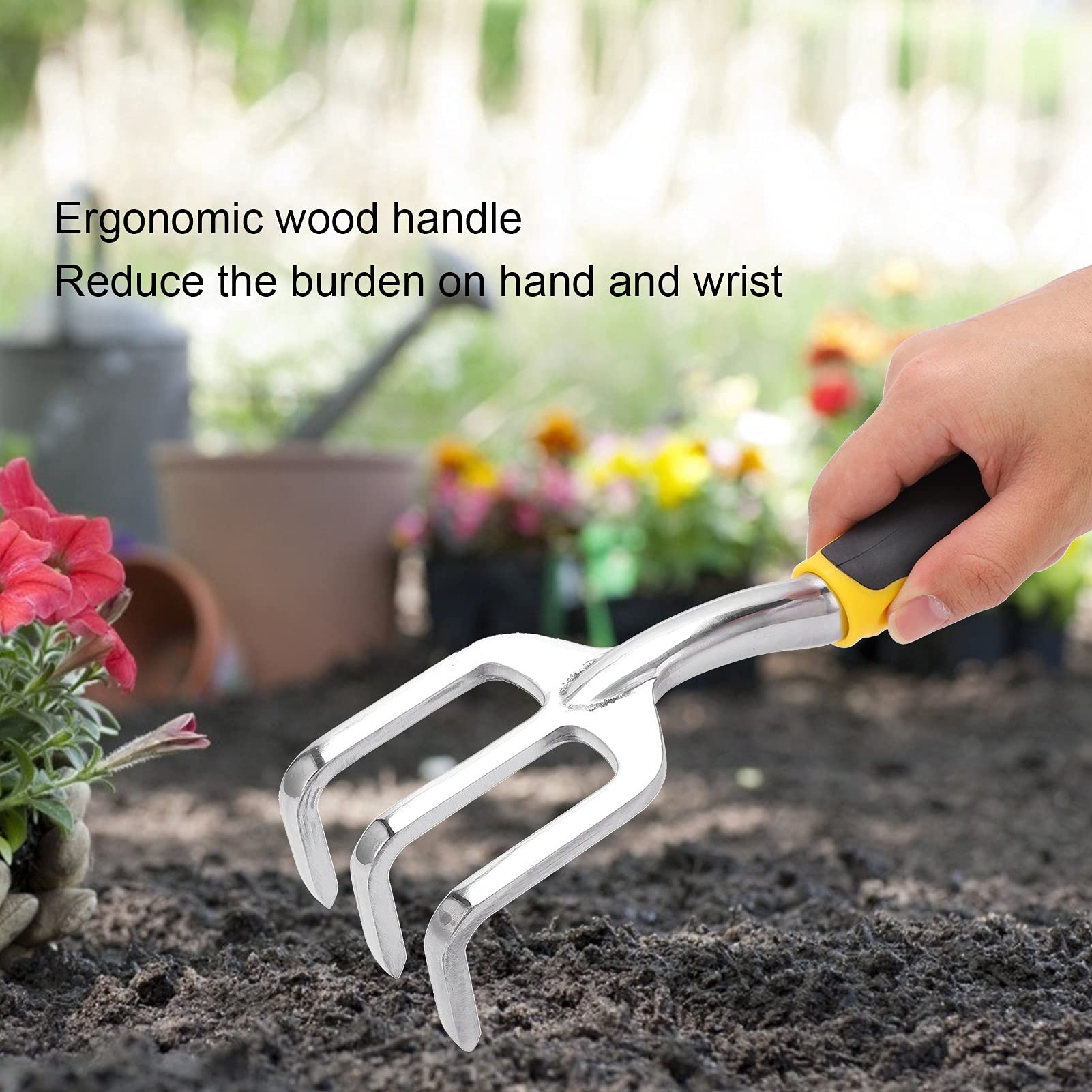 Kit de Herramienta de jardinería de 5 Piezas Piradora de Palas de trasplante con Cabezal de Aluminio Fundido de Servicio Pesado para Plantar Flores jardín