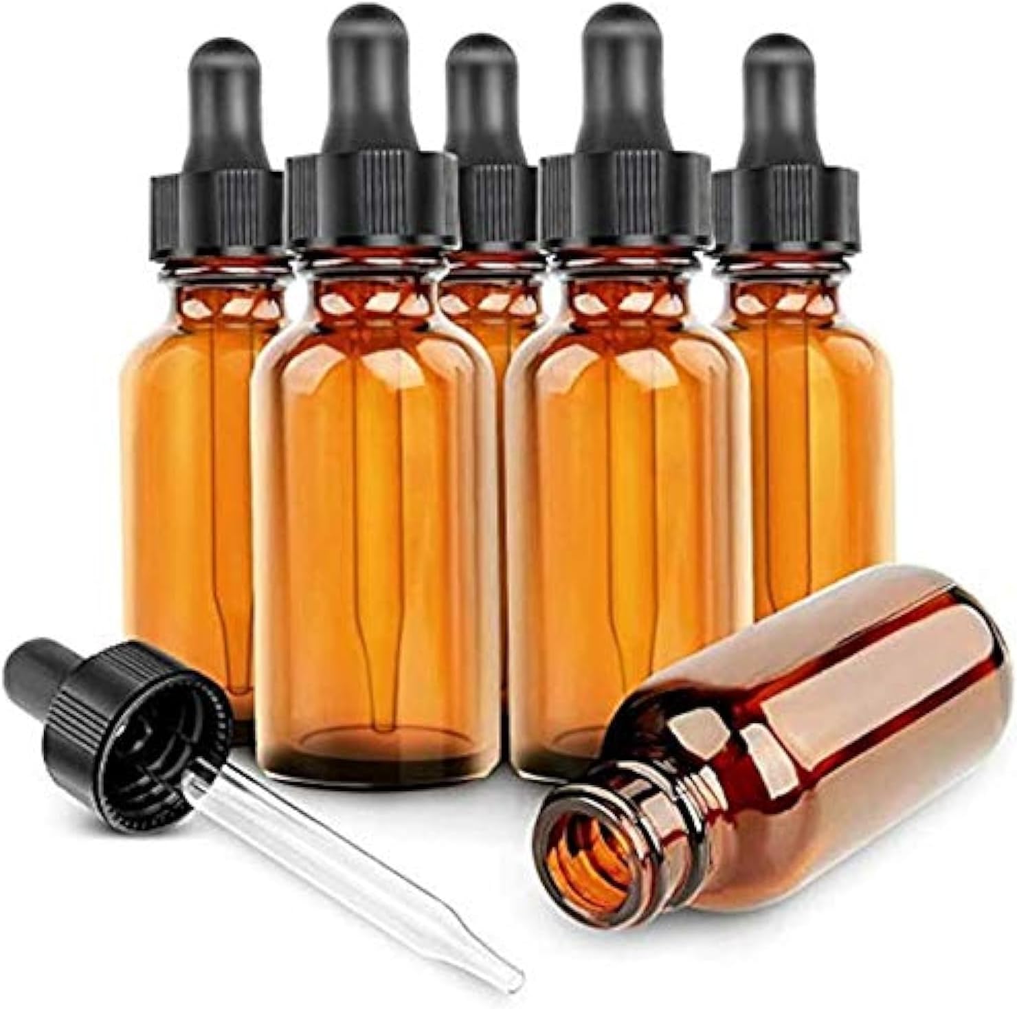 Glass Bottles Essential Oils Glass Eye Dropper 30 ml (1oz) Essential Oils,Glass Eye Dropper Dispenser for Essential Oils, Kitchen Tools, Chemistry Lab Chemicals, Colognes, Amber, 1 fl oz (6 Pack)