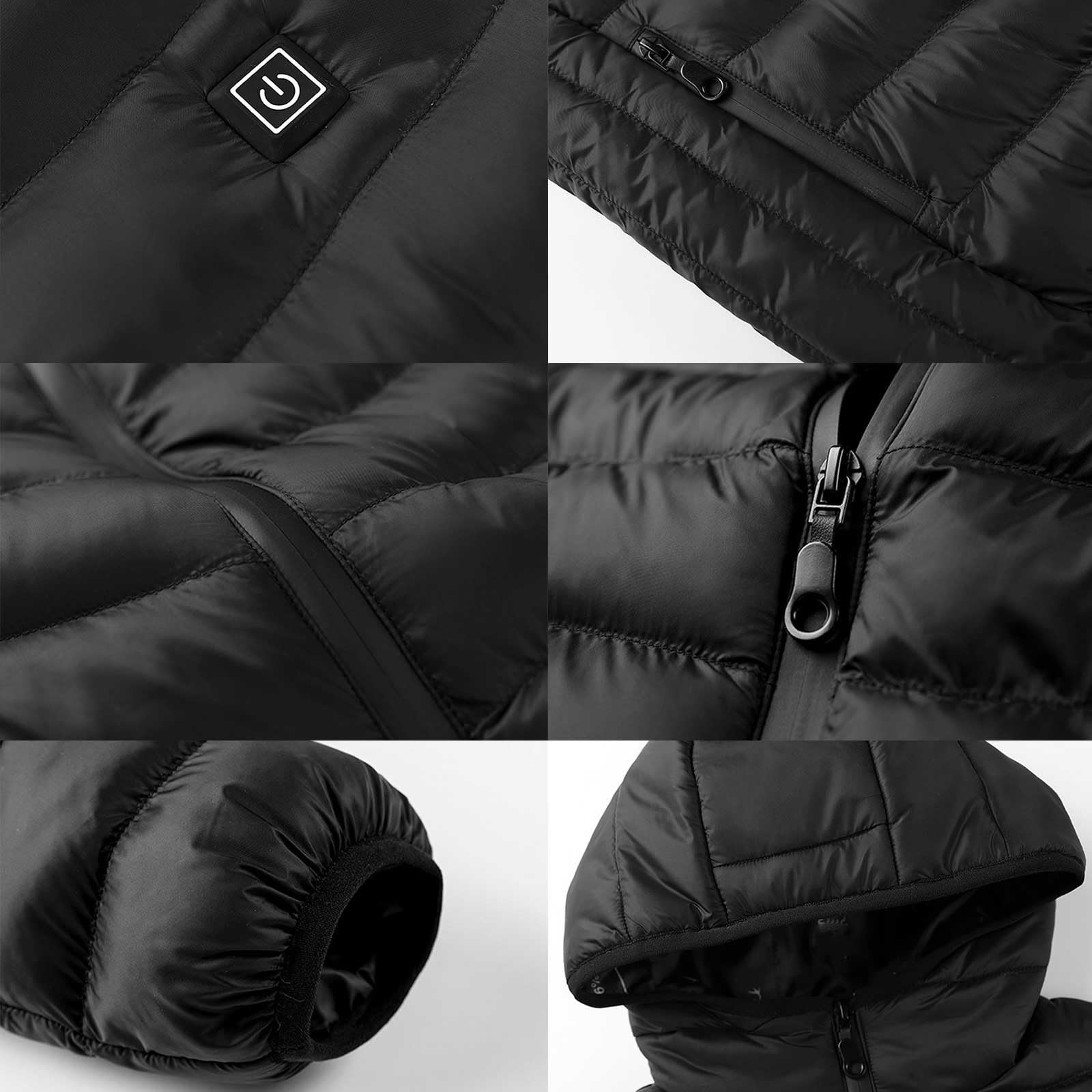 Générique Manteau Chauffant couleur unie Enfants Veste Chauffant Electrique Garçons Filles USB avec 3 Zones de Chauffage Manches Longues Veste Chauffante Doudoune Vêtements Chauffants Lavable