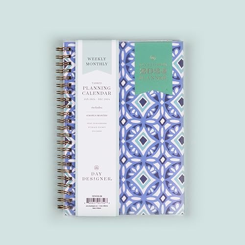 Miniatura 2 de Blue Sky Day Designer - Agenda semanal y mensual 2024, 5 x 8 pulgadas, cubierta esmerilada, encuadernado con alambre, azulejos (101410-24)