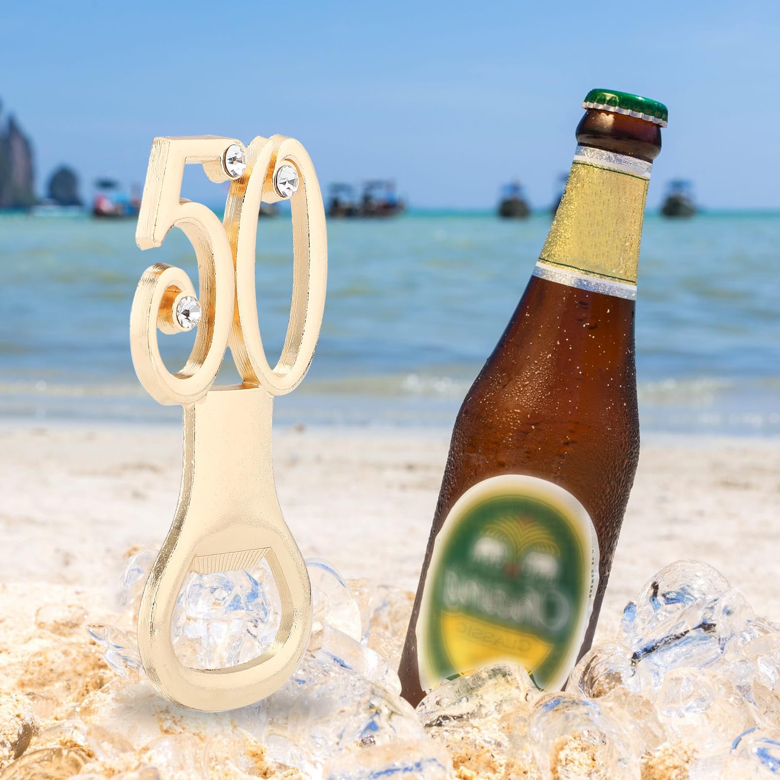 DADEA 36 abridores de botellas dorados para fiesta de cumpleaños número 50, regalos de 50 aniversario para invitados, abrebotellas de cerveza para fiesta de cumpleaños, regalos de recuerdo (50, 36