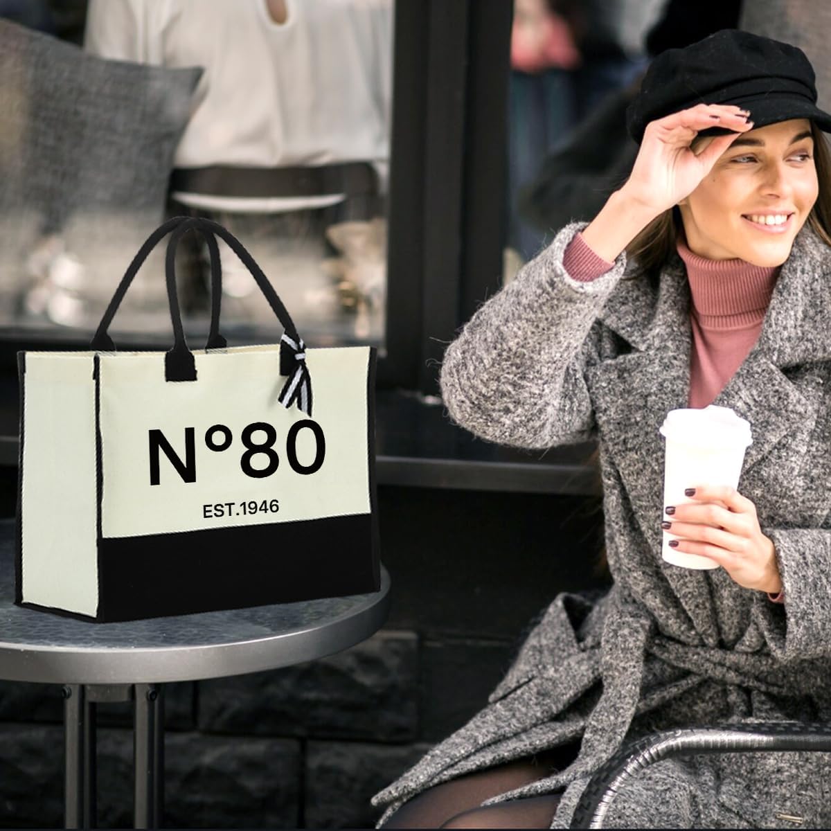 30th/40th/50th/60th/70th/80th Birthday Gifts for Women Reusable Travel Shopping Canvas Handbag Grocery Bag - Image 3