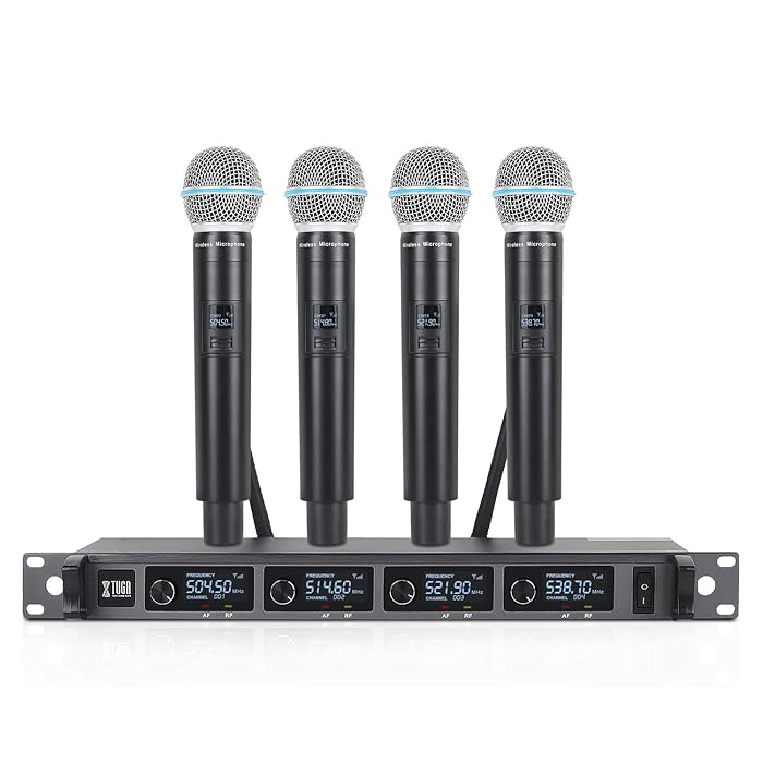Buy XTUGA A140 Wireless Microphone System, 4Channel UHF Cordless Mic Set With Four Transmitter