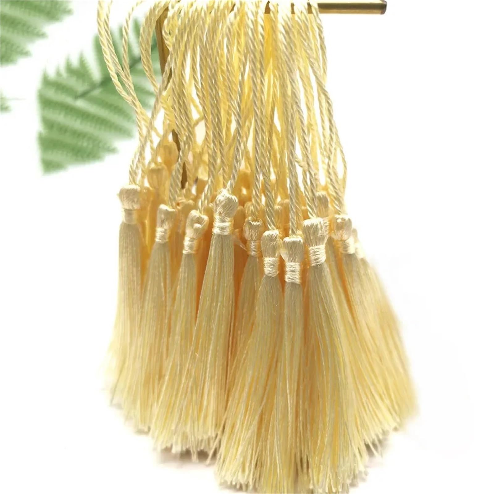 Mini Tassels 500Pcs Silky Tassels Soft Craft Mini Tassels Fringe Trim for Sewing Jewelry Making DIY Gift Tag Projects Bookmarks for Crafts(14 beige)