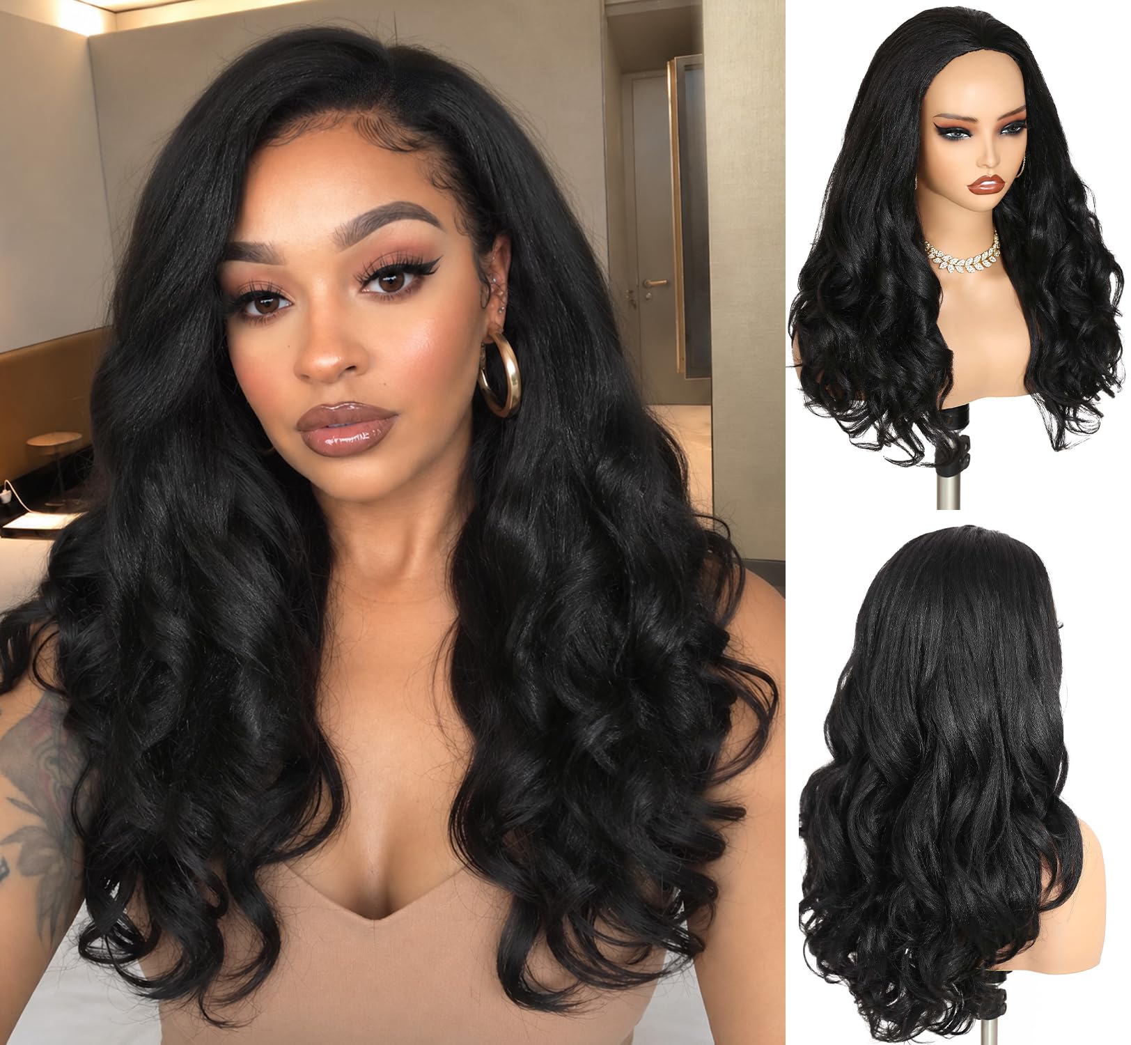 Yaki Straight Half Wig Loose Curly Half Wig for Black Women 22inch