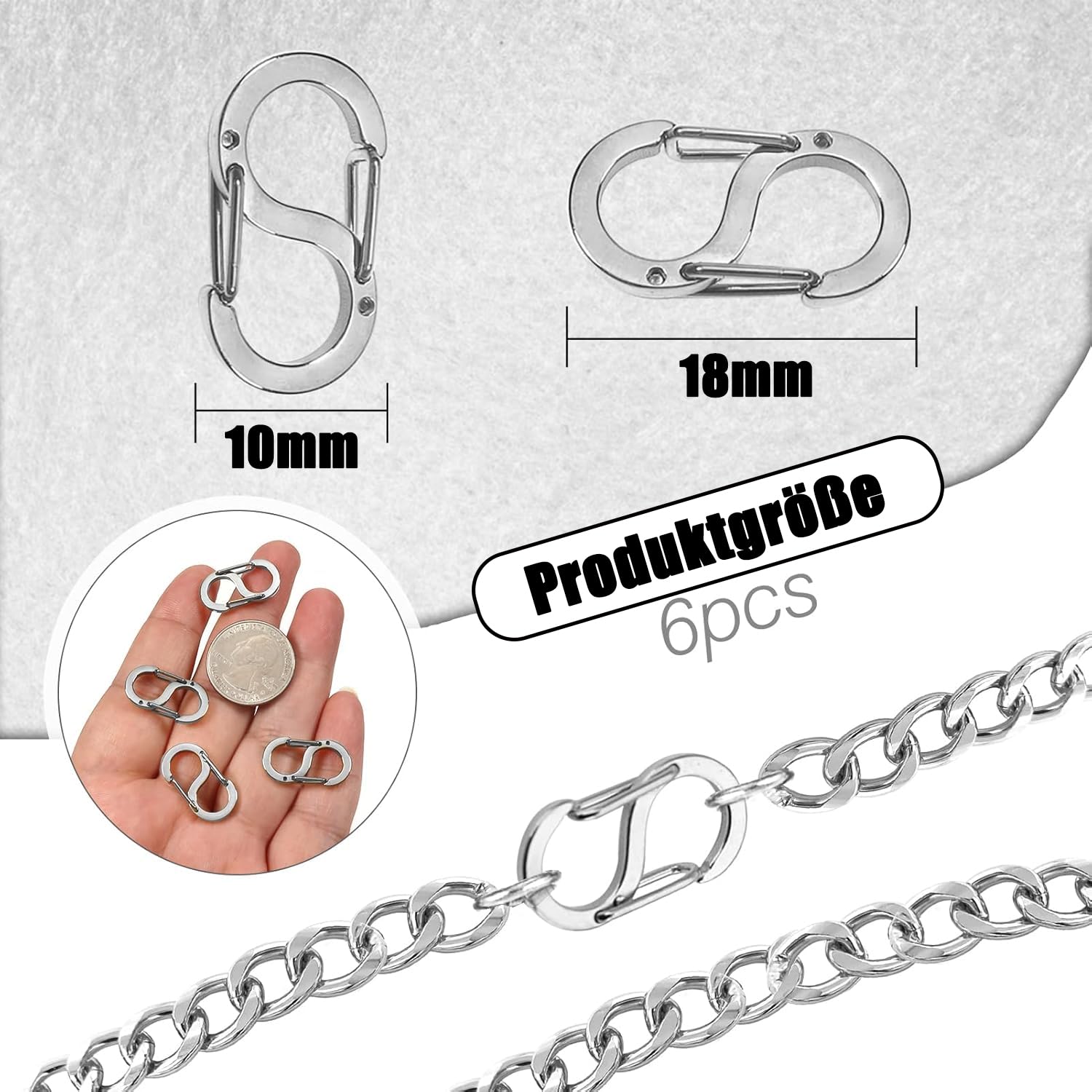 Mini Portachiavi In Metallo Argento - Confezione Da 5 Pezzi, Anello Portachiavi 18 Mm, Piccoli E Resistenti
