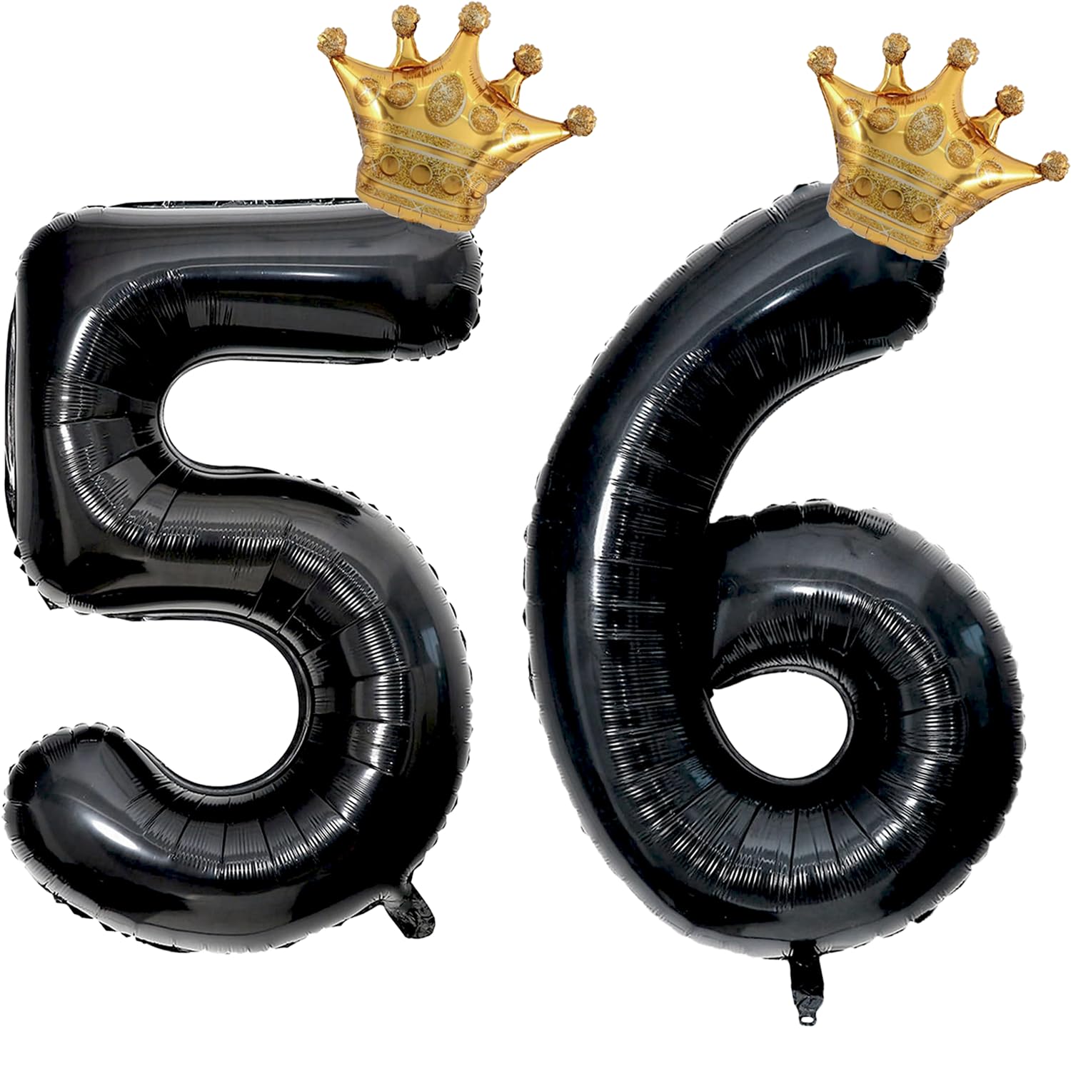 40 inch Large Black 56 Balloon Number with Gold Crown Balloons 56th Birthday Big Foil Mylar Helium Balloon for Women Man 56th Birthday Anniversary Decorations Supplies Favors(Number 56 Balloons）