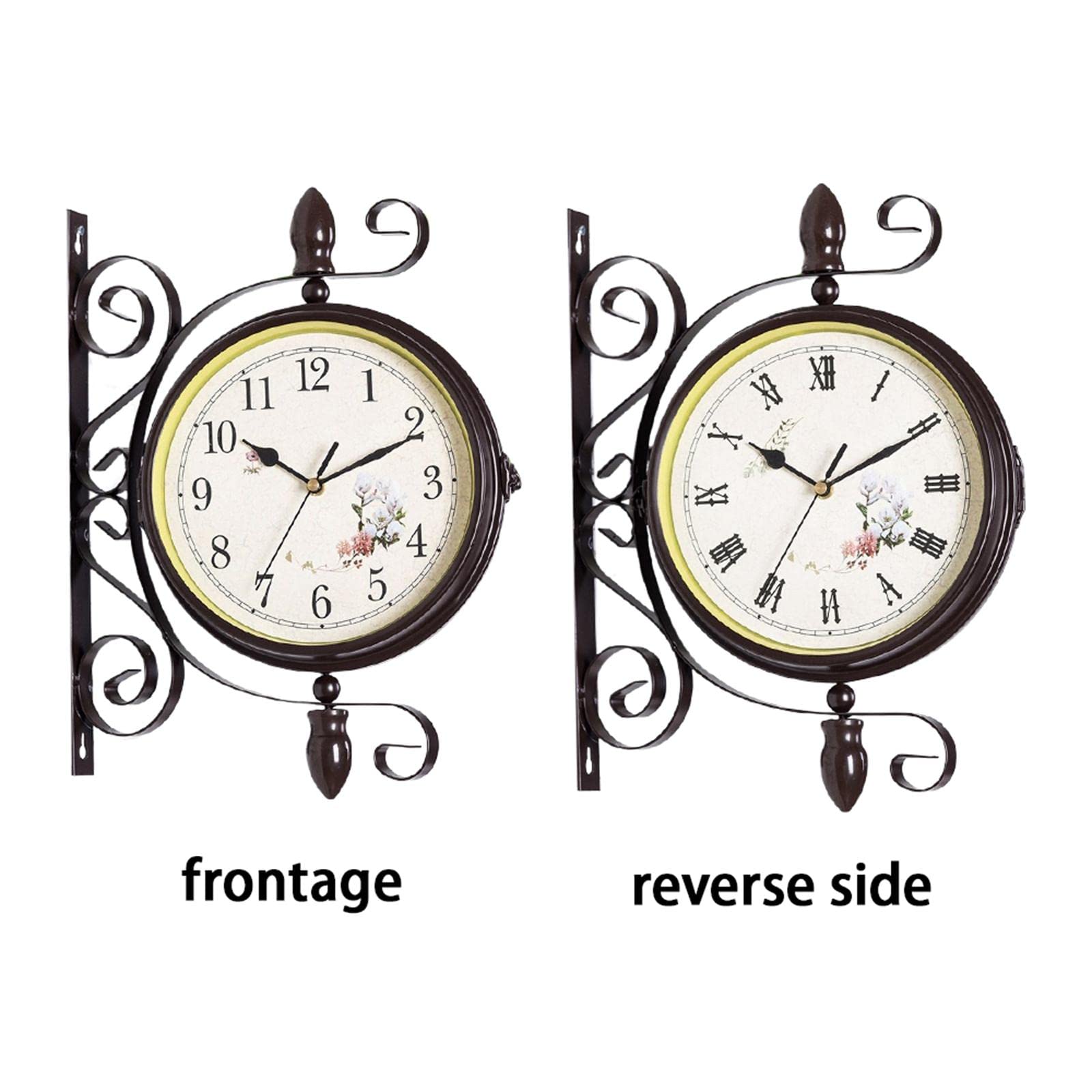 LOVIVER Reloj de Pared de Doble Cara de Estilo Retro, Relojes de Montaje en Pared batería silenciosos para Sala de Estar, hogar, Interior,