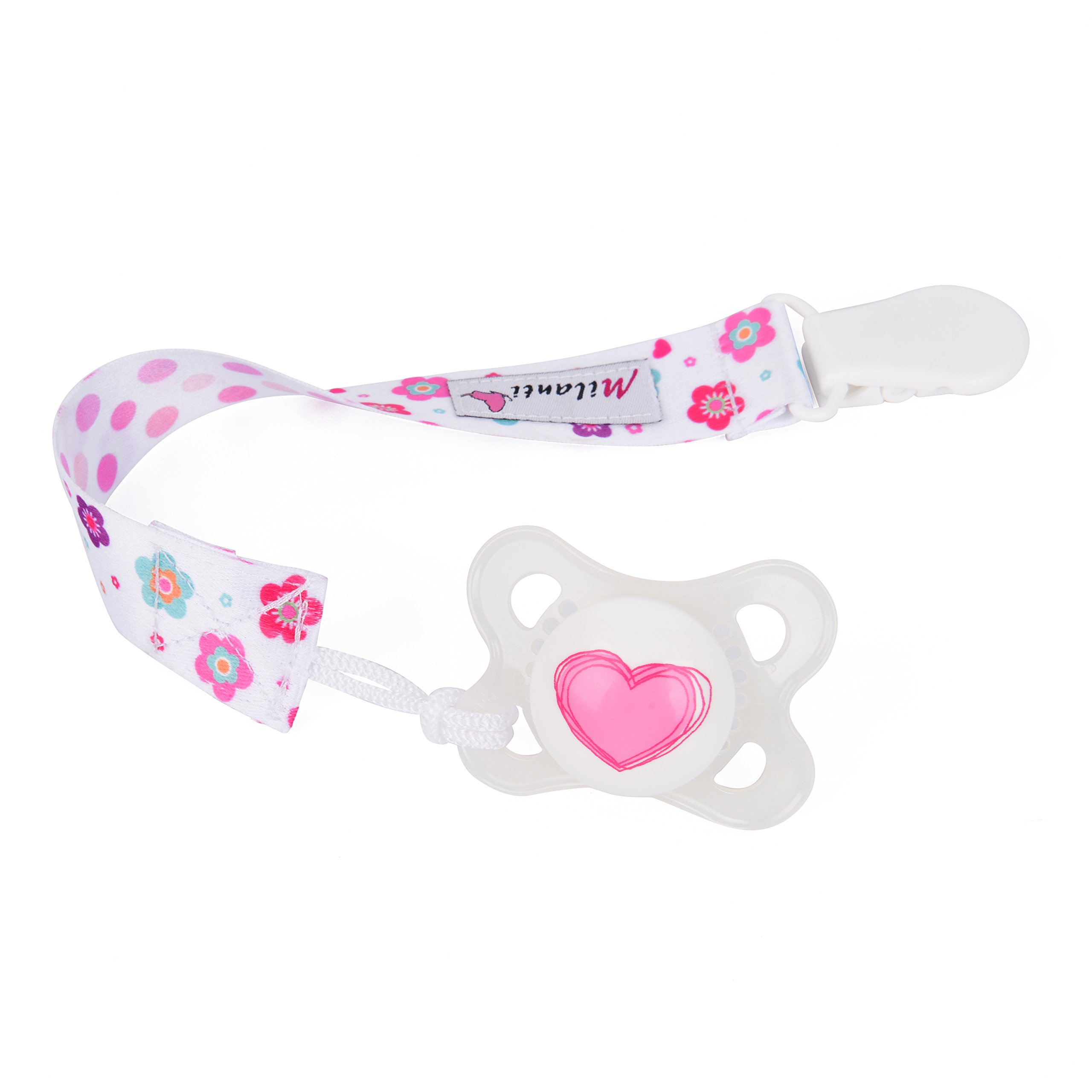 Milanti Pacifier Clip Set Three Clips Plus 18 Name Tag Labels
