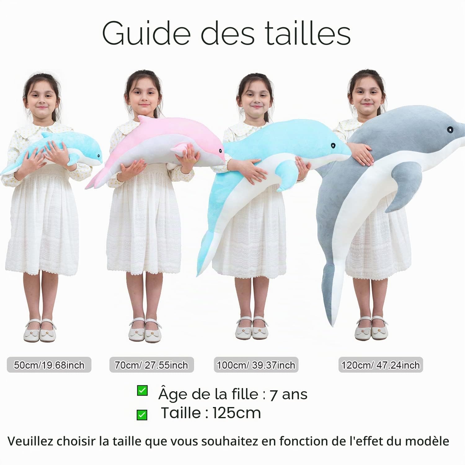 Kekeso Dauphin Jouets en Peluche Belle Peluche Douce Animal éTreignant Oreiller Dauphin PoupéEs pour Enfants Filles Dormir Coussin Cadeau (100cm/39.37in, Bleu)