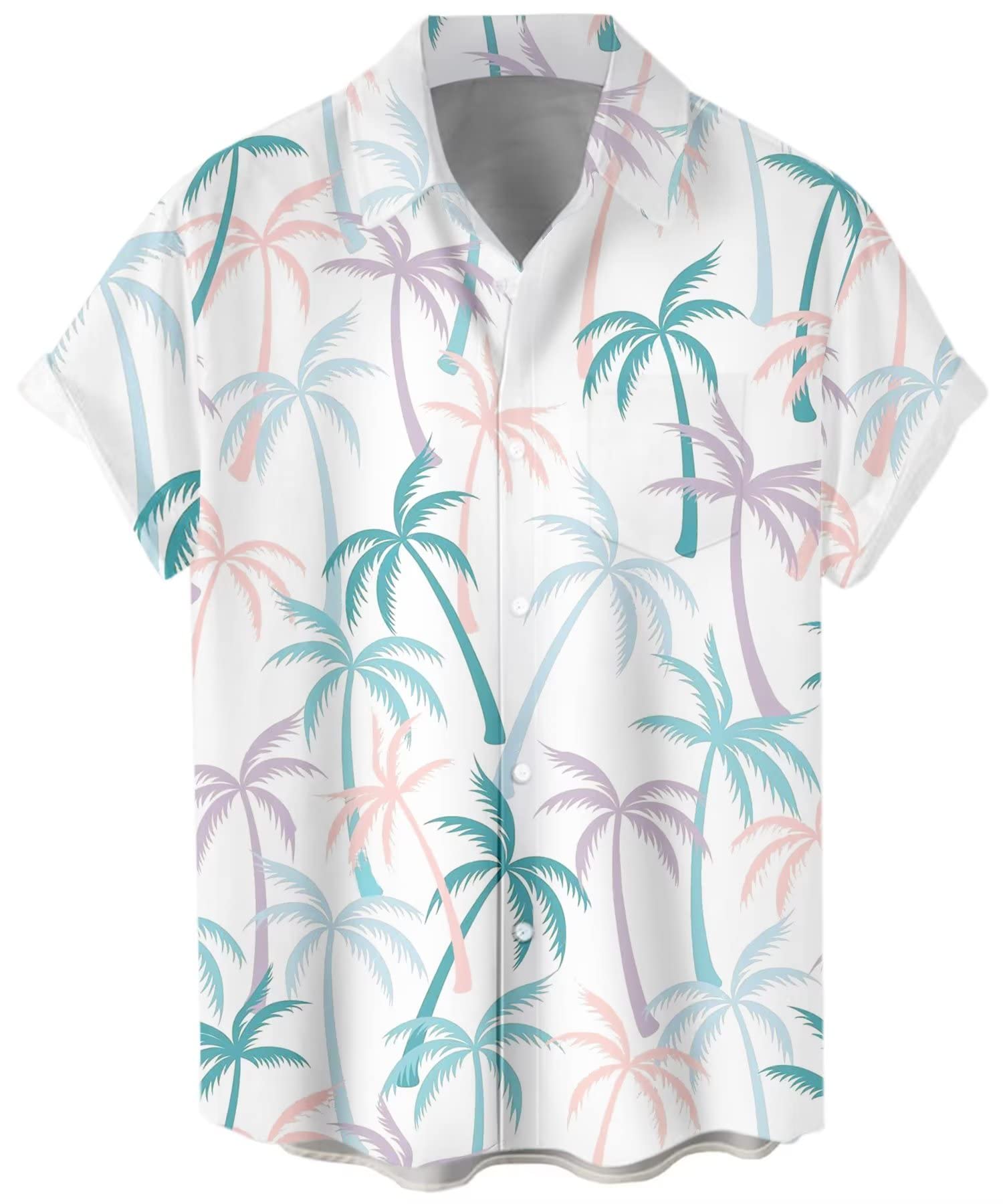 Men's Short Sleeve Button Down Bowling Shirts Hawaiian Casual Printed Beach Shirt Summer Regular Fit Top