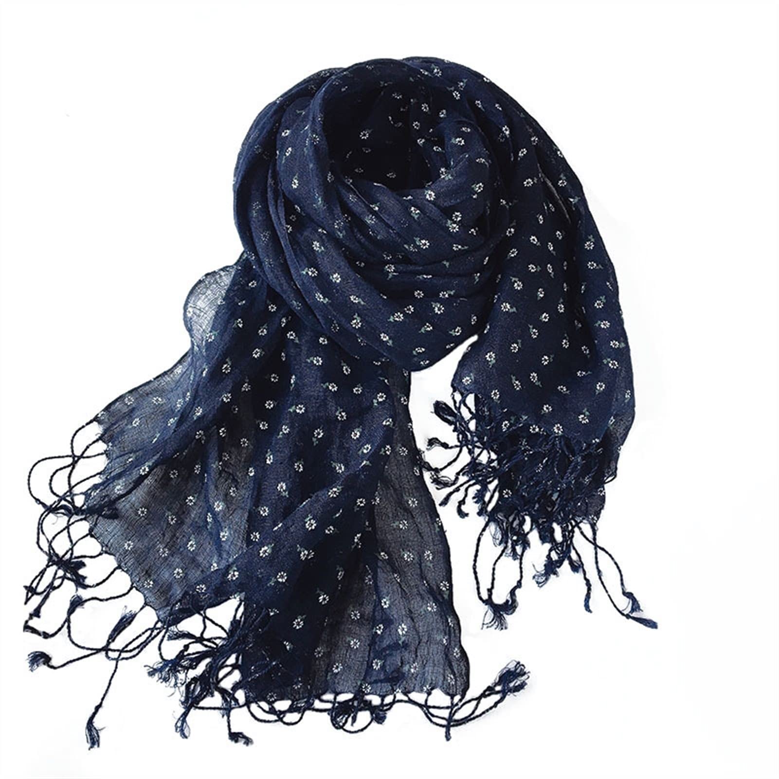 Amazon.com: XMSM Women Navy Blue Pure Linen Infinity Scarf Small