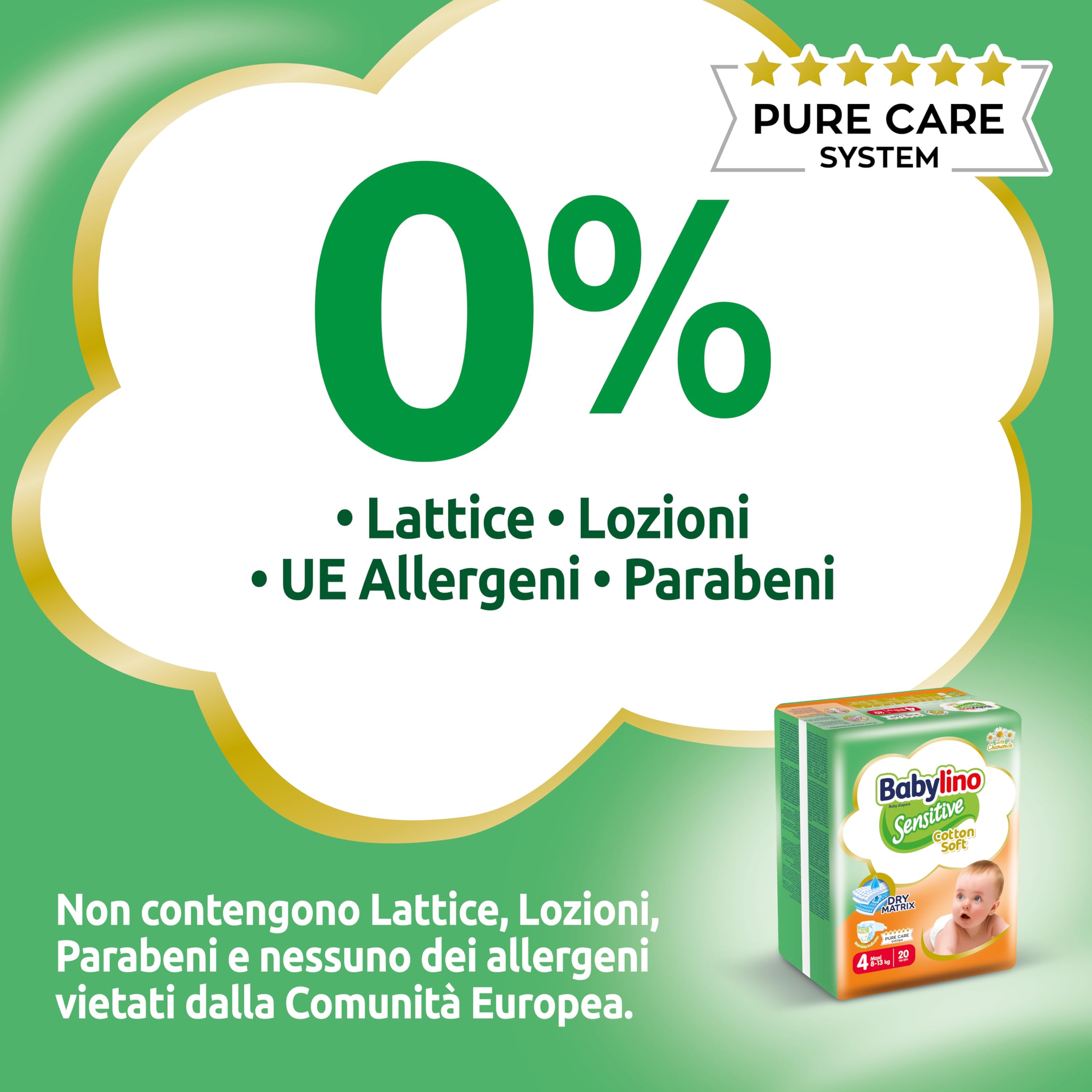 Babylino Sensitive Cotton Soft Pannolini Taglia 4 Maxi 8-13kg 150 Unità