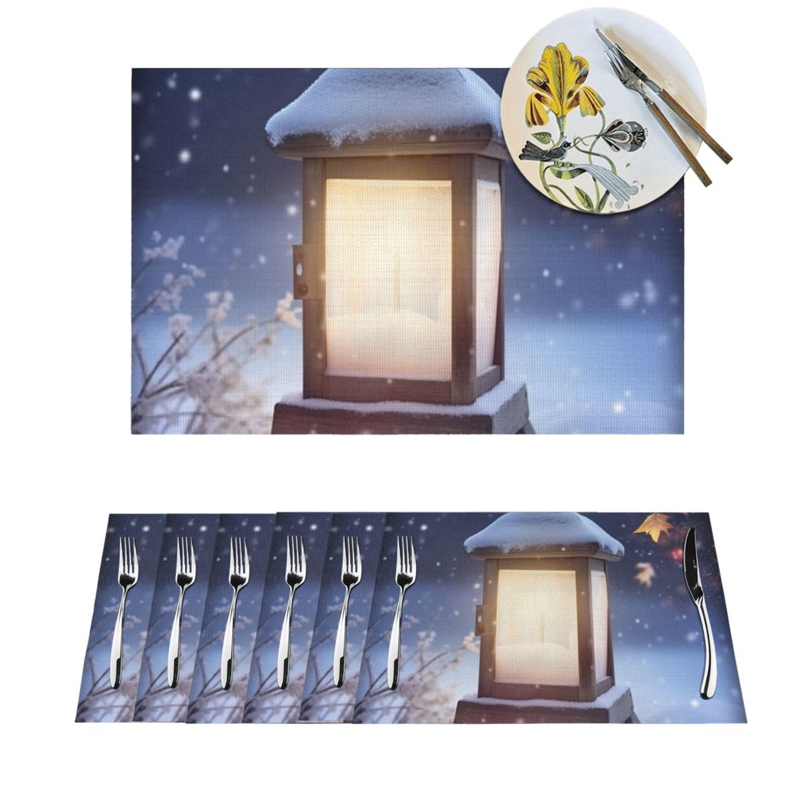 Lot de 6 sets de table en PVC tissé lavable 45x30 cm