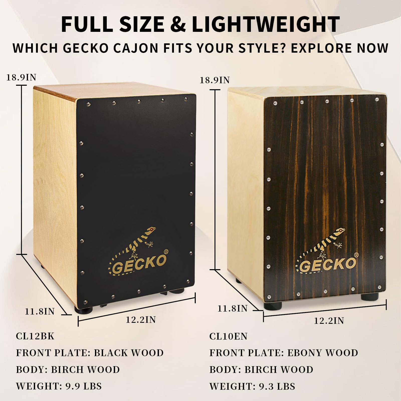 Snapklik.com : GECKO Cajon BOX Drum-Wooden Percussion Box Musical ...
